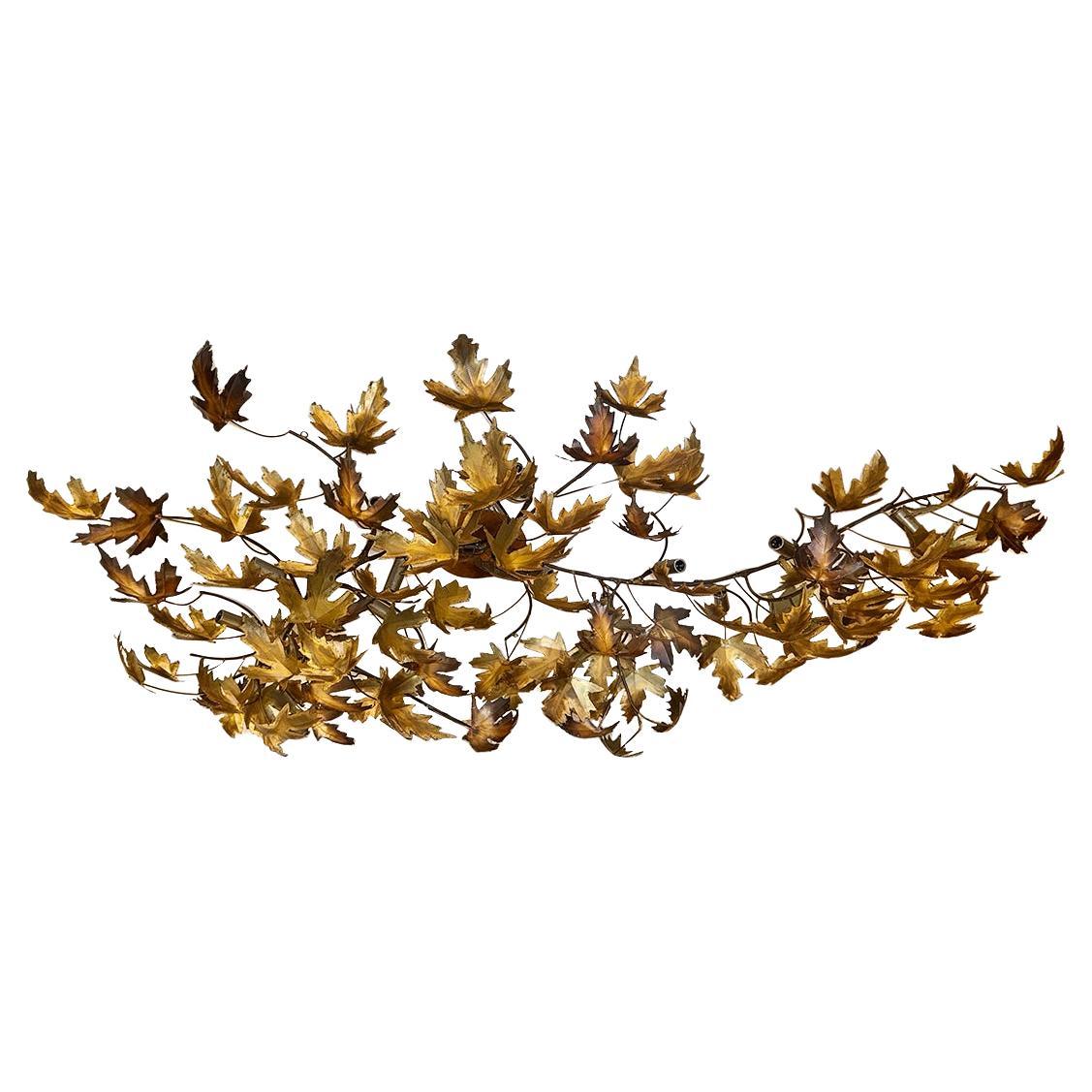Large Midcentury Leaves Flush Mount For Sale