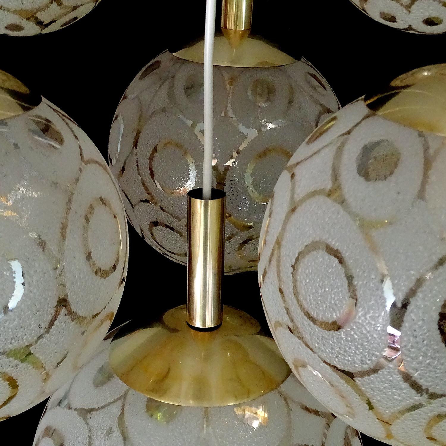 XXL 1970s Limburg 7-Tier Glass Globes Pendant Light For Sale 6