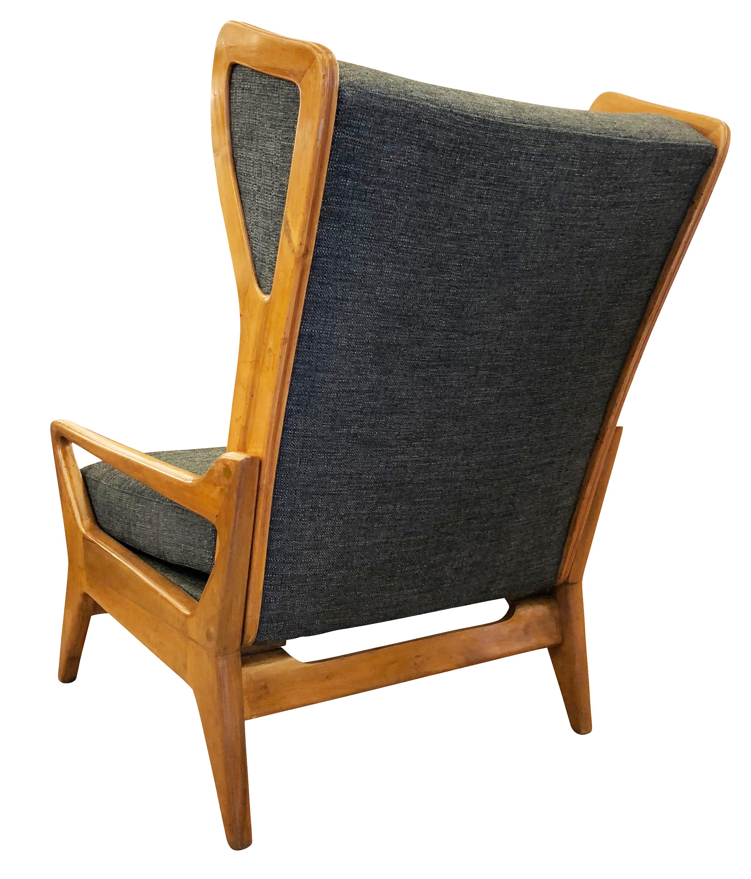 Large Midcentury Lounge Chair with Walnut Frame 2
