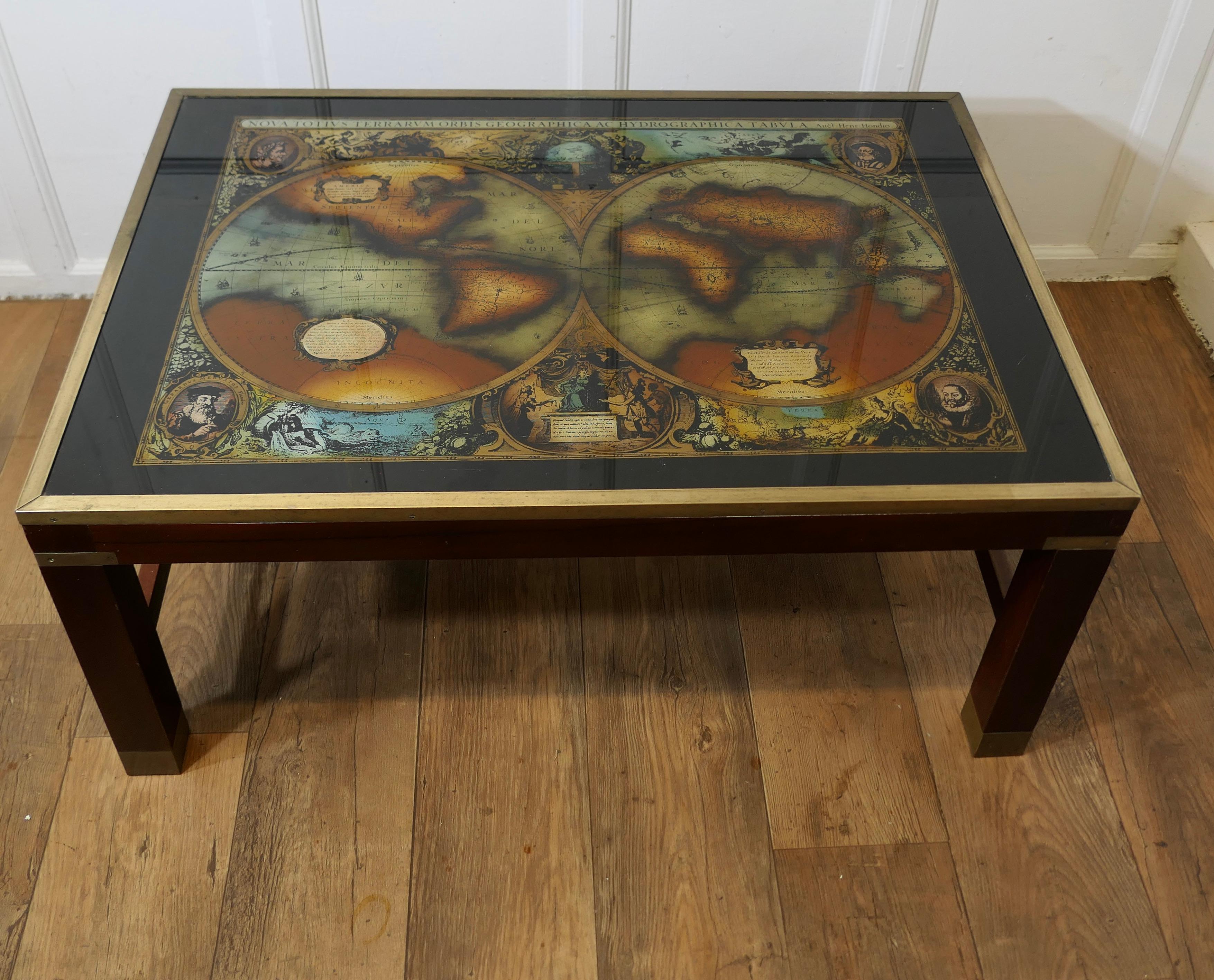 20th Century Large Midcentury Maison Jansen Campaign Style Coffee Table  A Stunning Coffee ta