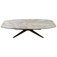 Large Mid Century  Marble-Top  Coffee Table