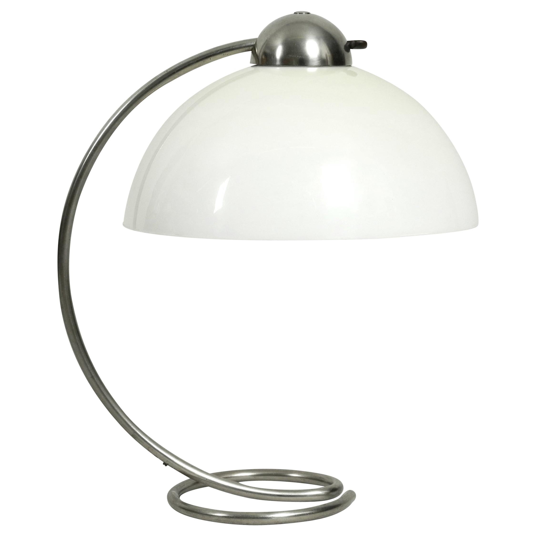 Large Midcentury Metal Table Lamp with Plastic Shade by Schanzenbach, Germany For Sale