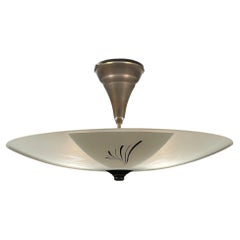 XLarge Midcentury Modern Black White & Grey Glass Flush Mount / Jazz Age Pendant