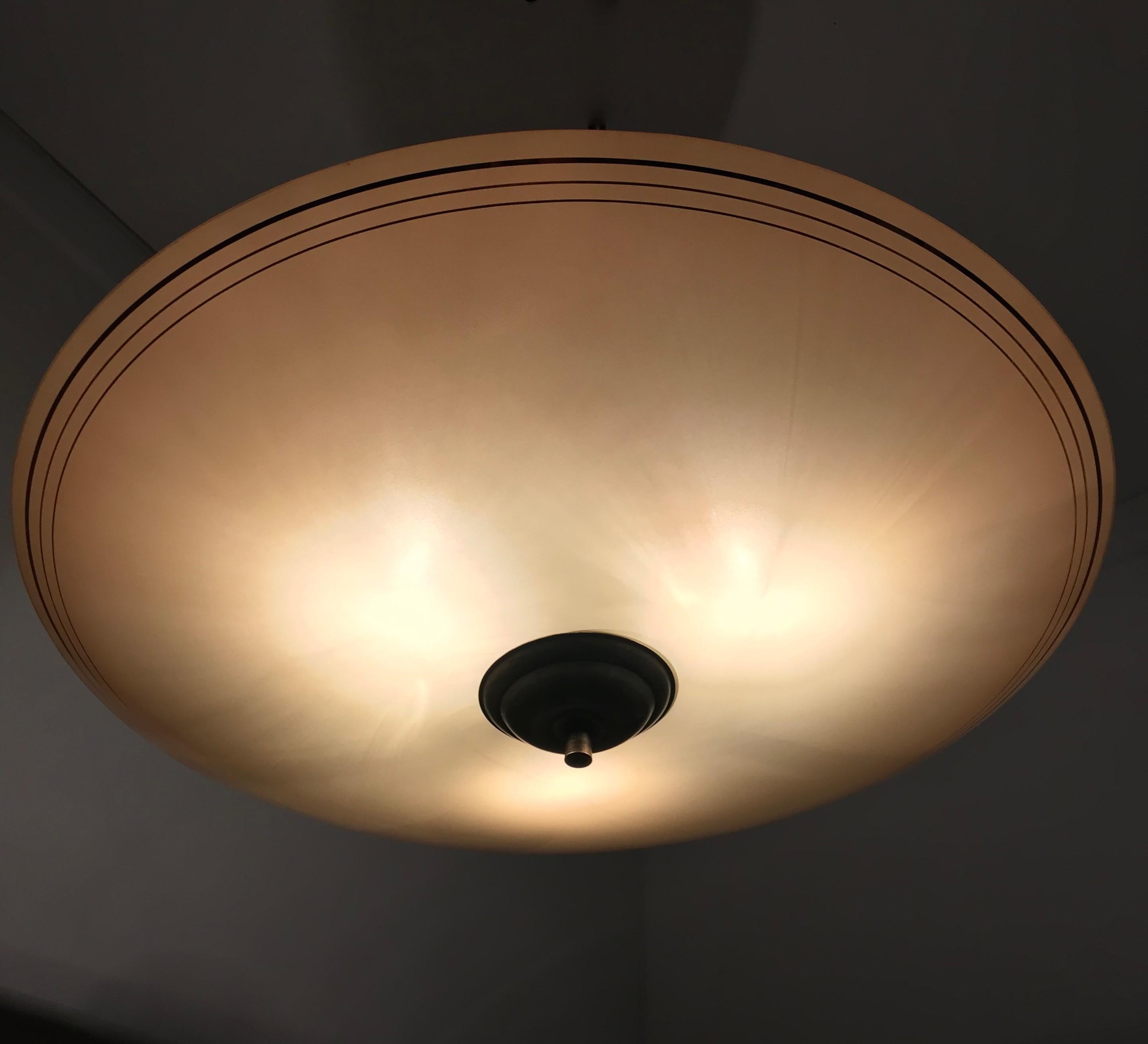 Large Mid-Century Modern Colored Glass Pendant / Unidentified Flying Flush Mount 7