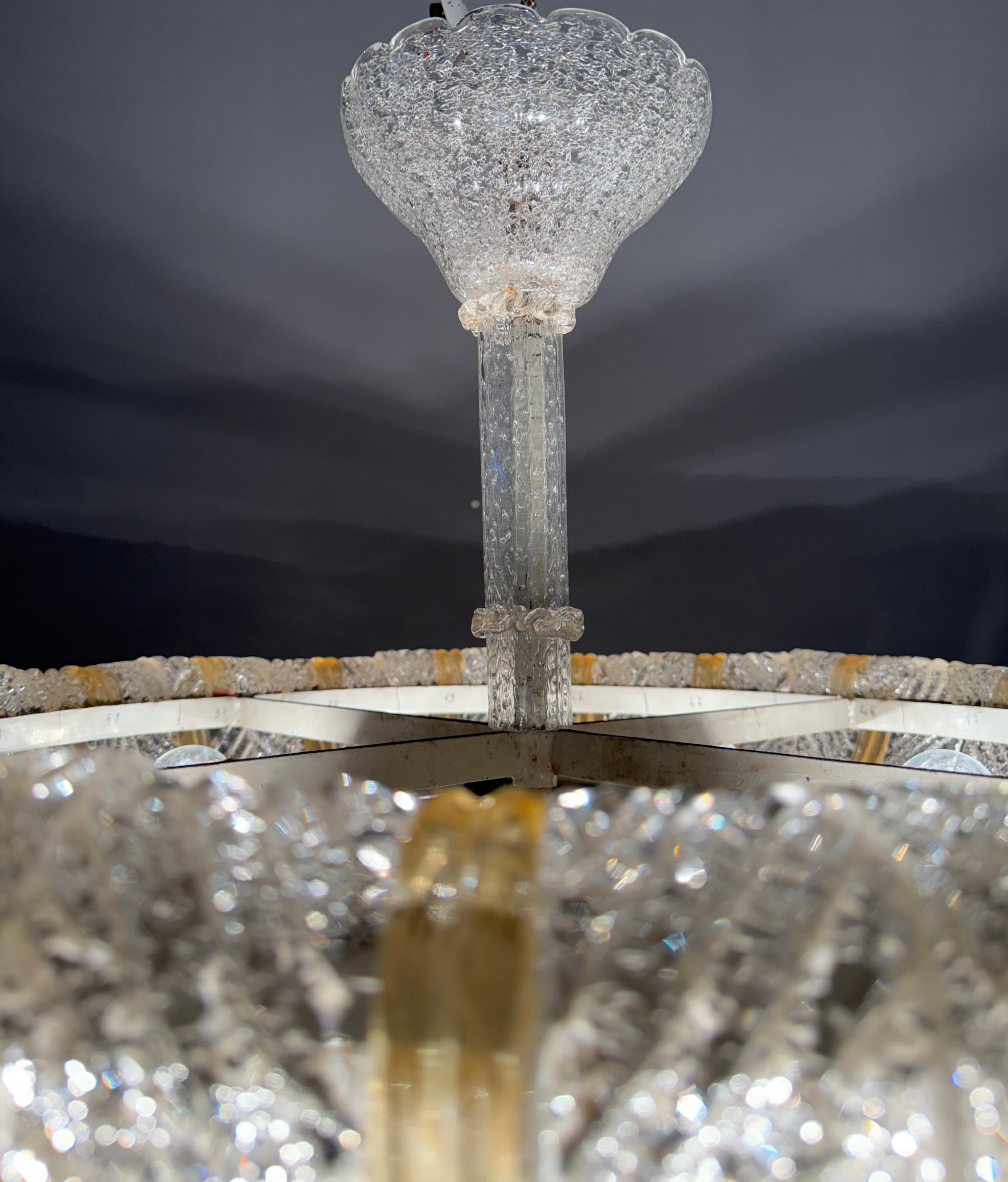 Great Midcentury Modern Murano Mouthblown Glass Pendant Light Flush Mount ca1950 im Angebot 8