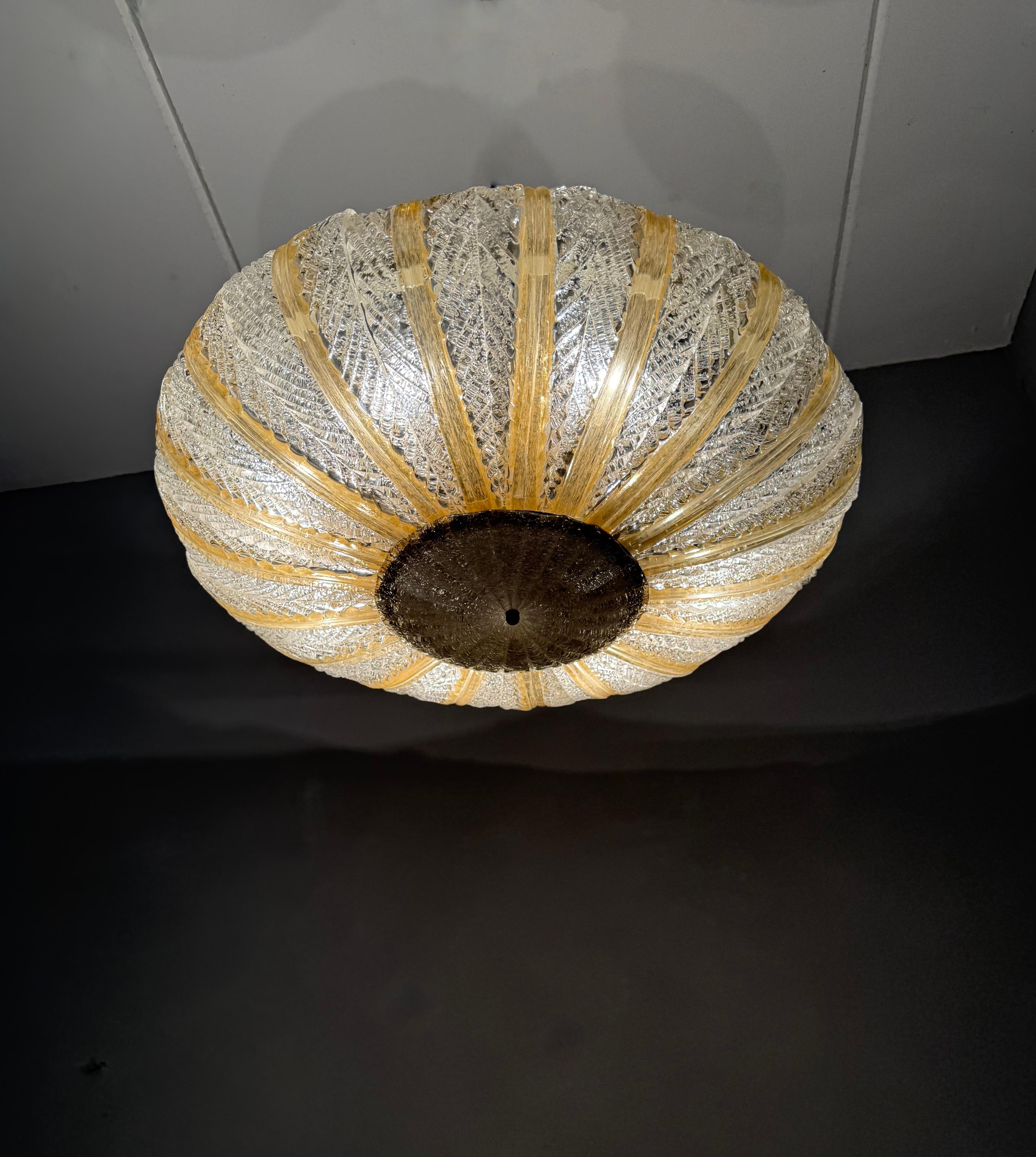 Great Midcentury Modern Murano Mouthblown Glass Pendant Light Flush Mount ca1950 im Angebot 10