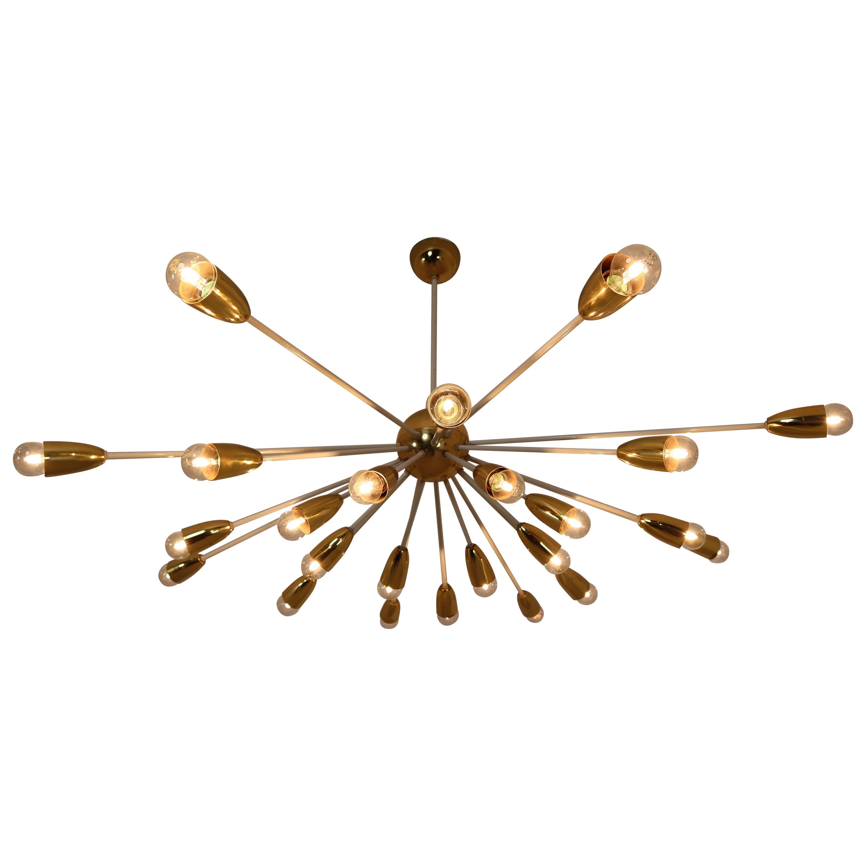 Large Mid-Century Modernist Sputnik Chandelier in Brass, Praque, 1970s