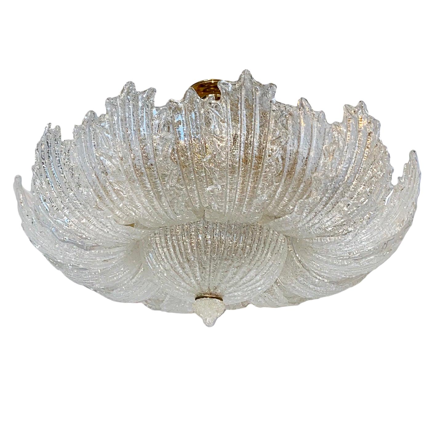 Large Midcentury Molded Glass Light Fixture For Sale