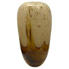 Large Midcentury Murano Art Glass Vase, Beige & Amber Attrib. to Fratelli Toso