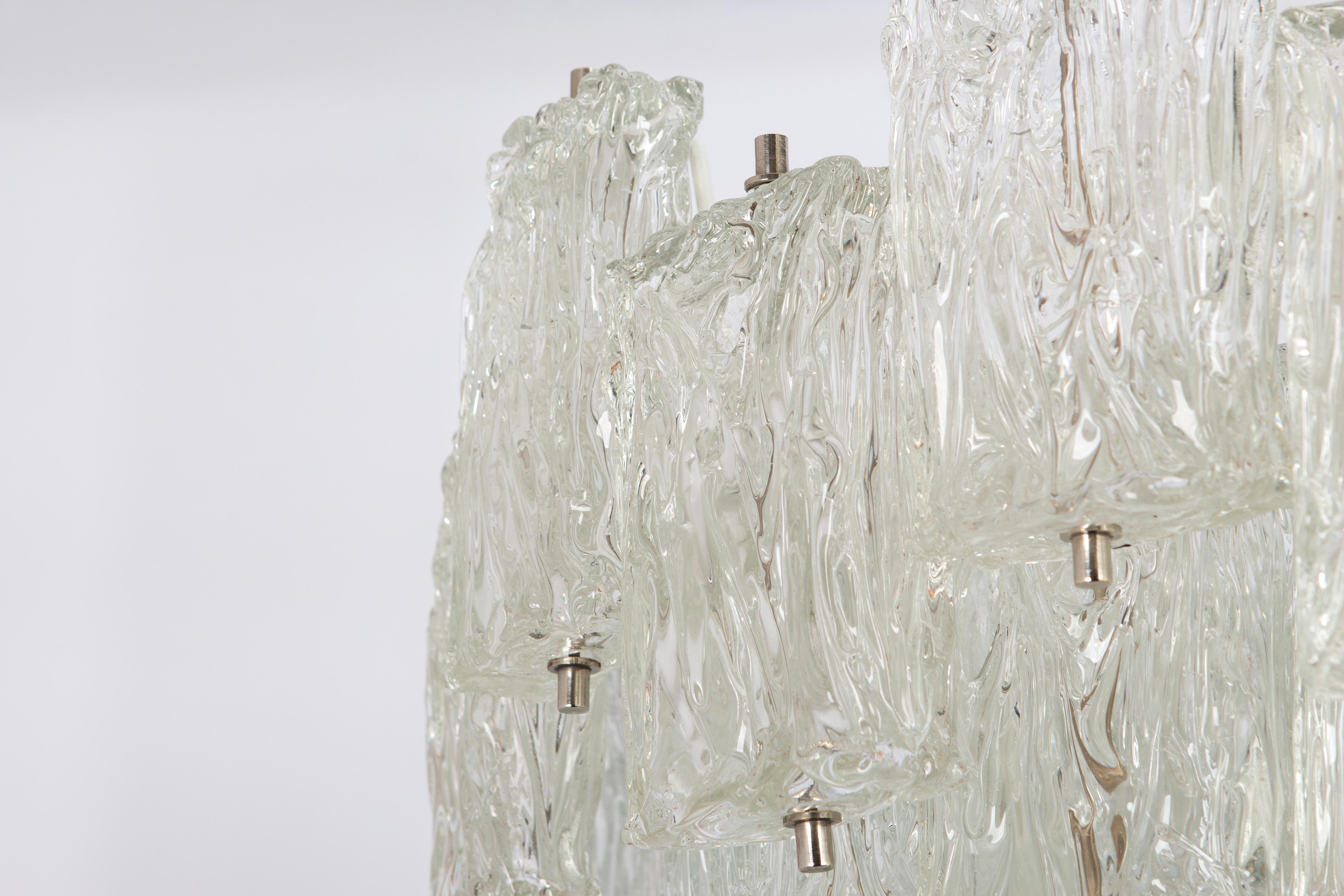 Italian Large Midcentury Murano Glass Chandelier by Barovier & Toso, Italy, 1960s For Sale