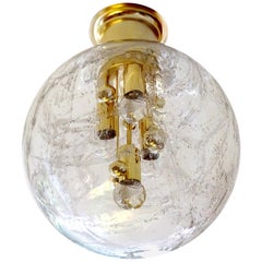 Midcentury Doria Murano Glass Brass Pendant Light Chandelier, , Kalmar Style
