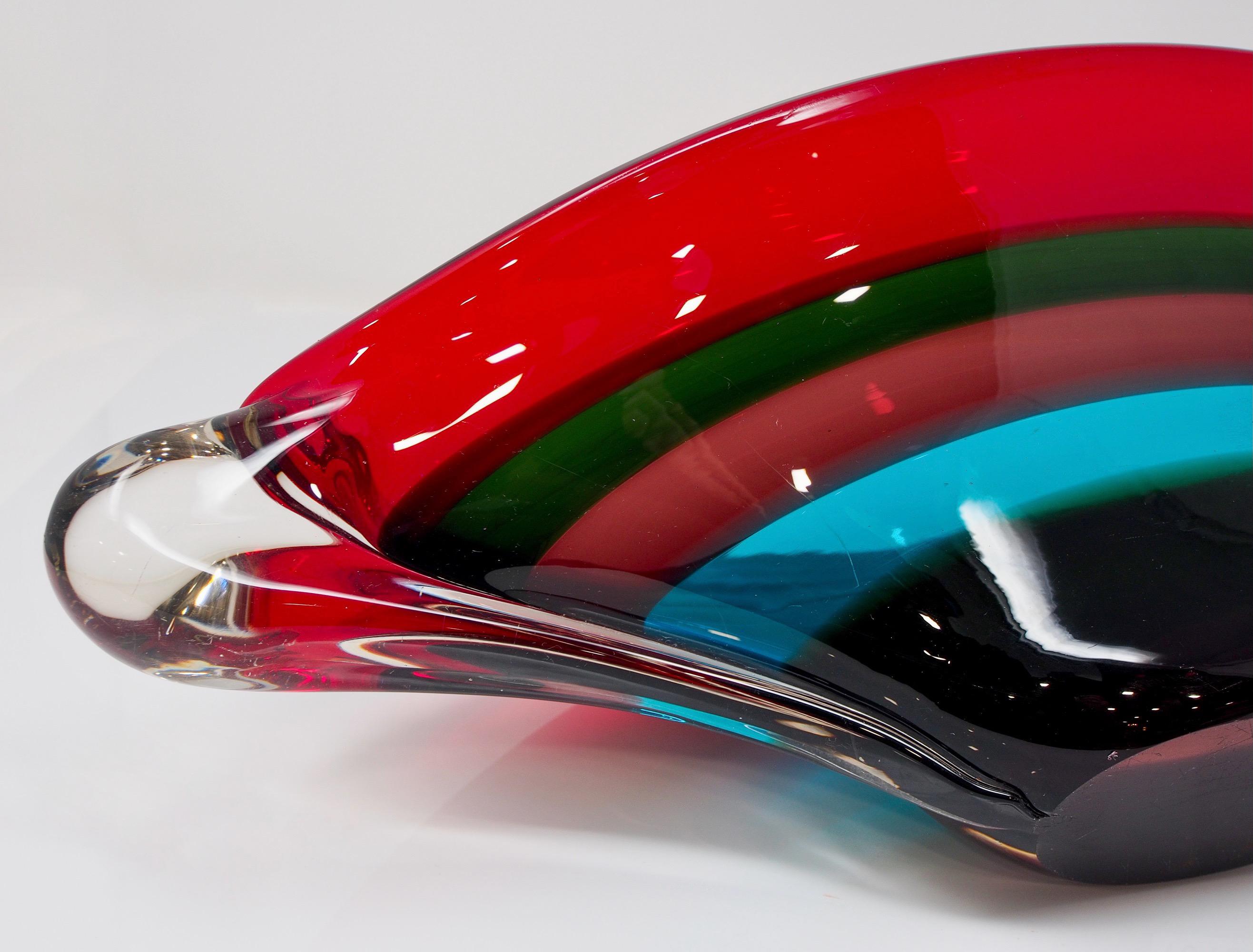 Large Midcentury Murano Glass Multi Color Center Bowl 4