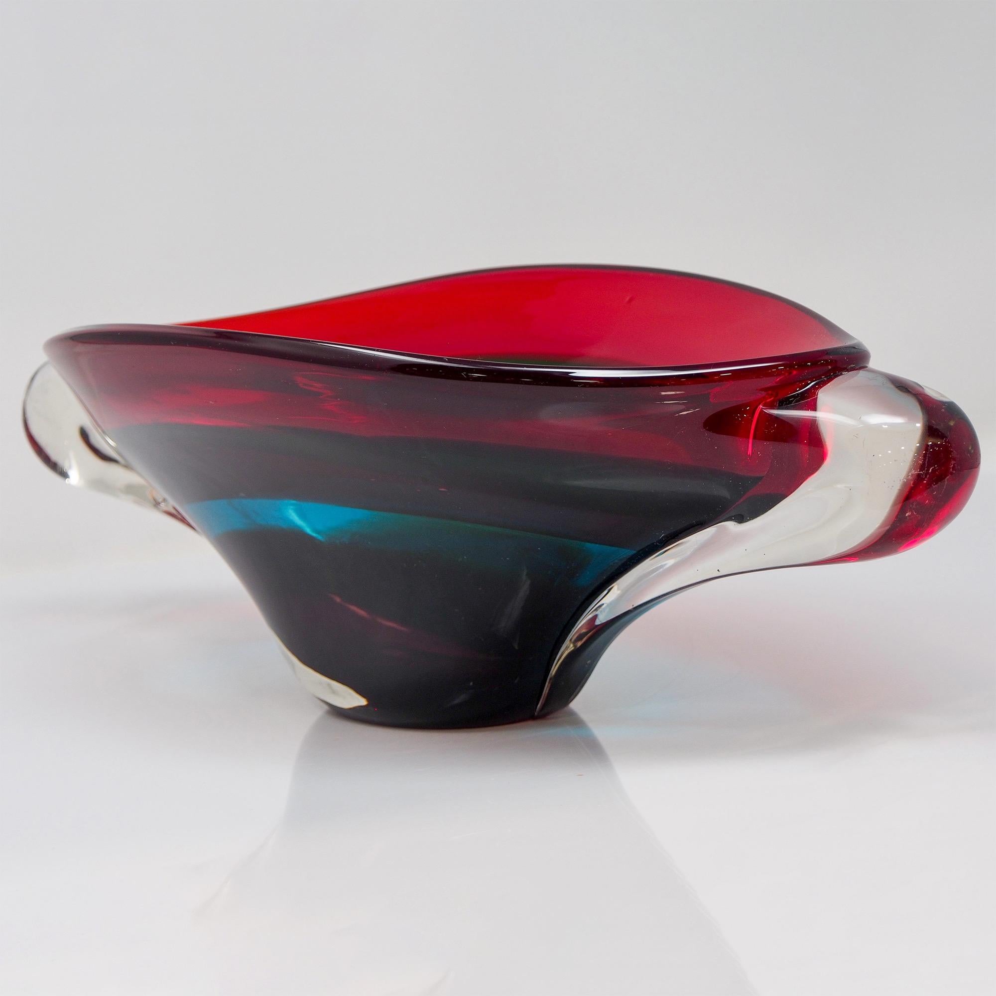 Mid-Century Modern Large Midcentury Murano Glass Multi Color Center Bowl