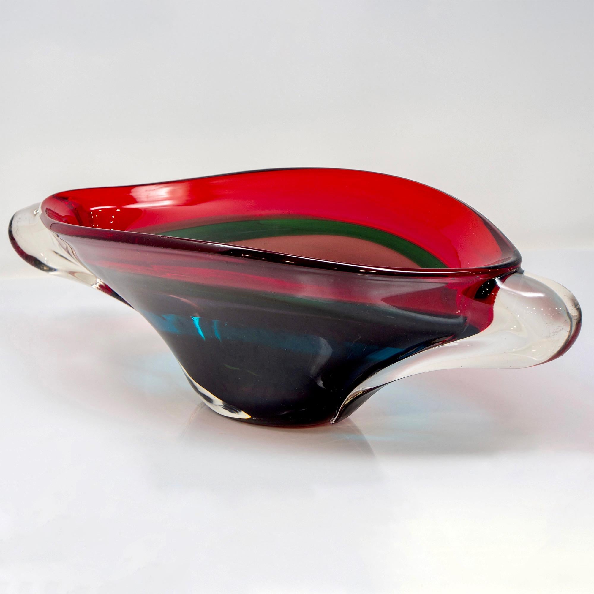 20th Century Large Midcentury Murano Glass Multi Color Center Bowl
