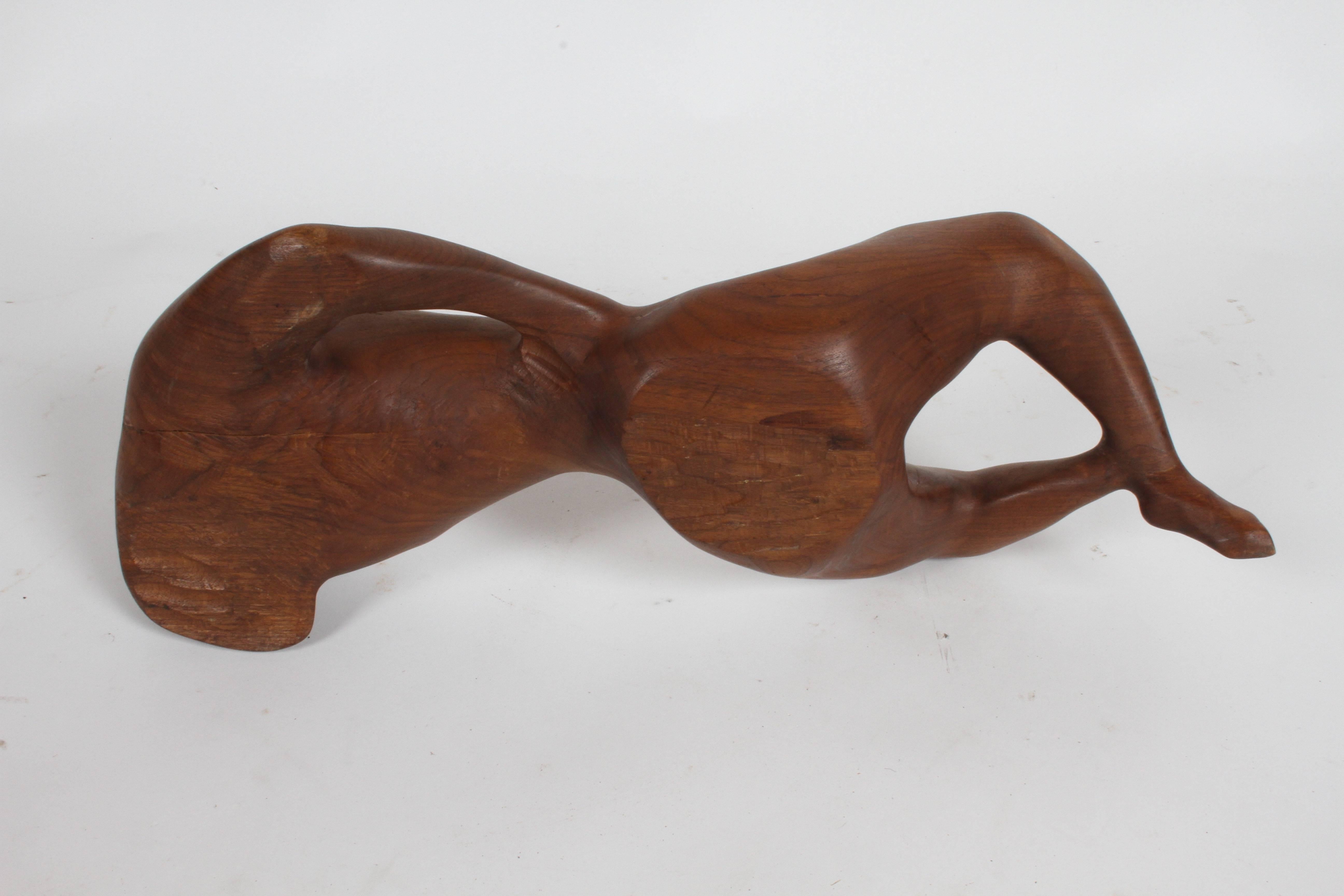 Large Midcentury Nude Female Form Wood Sculpture 1