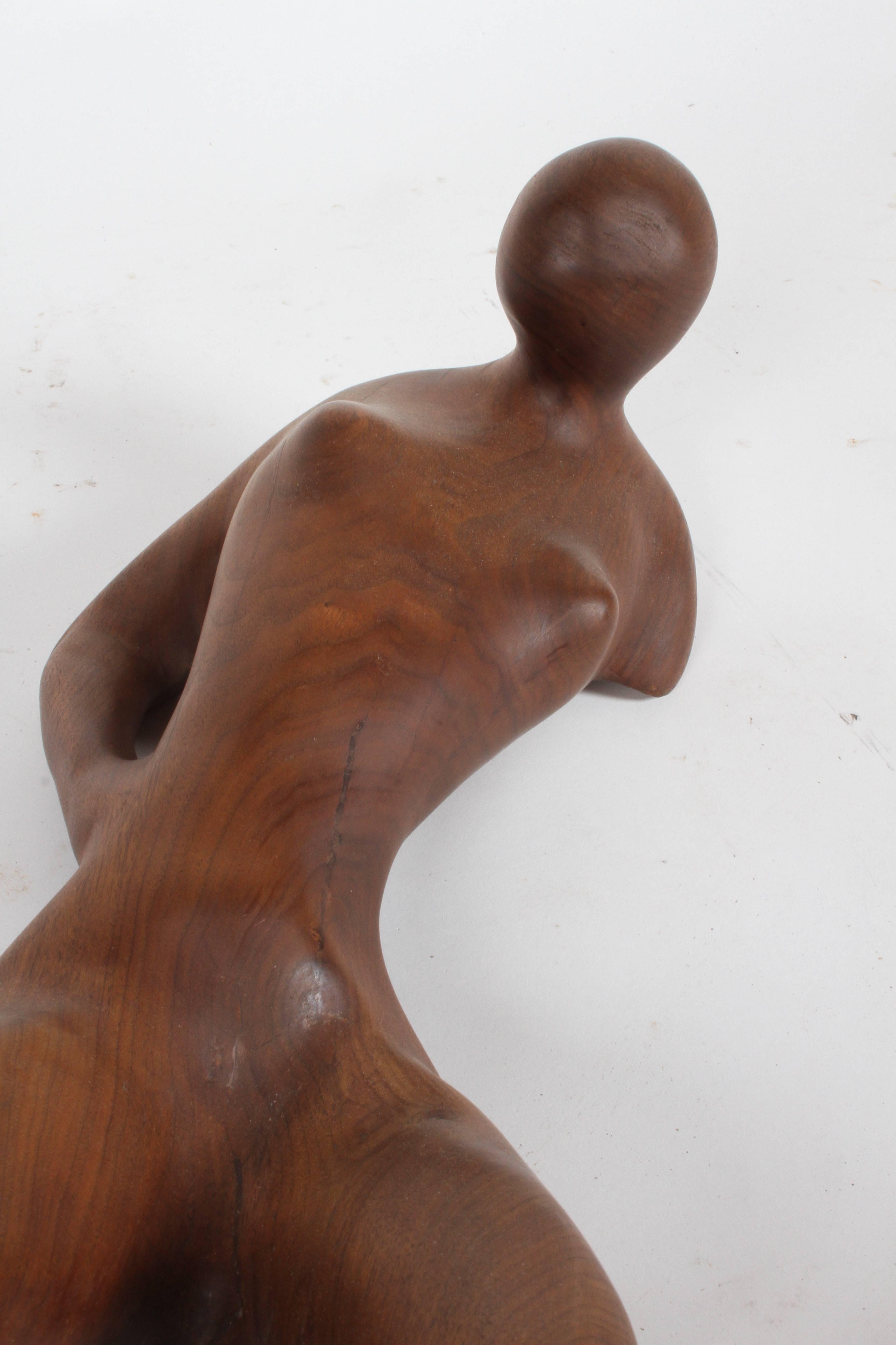 Large Midcentury Nude Female Form Wood Sculpture 2