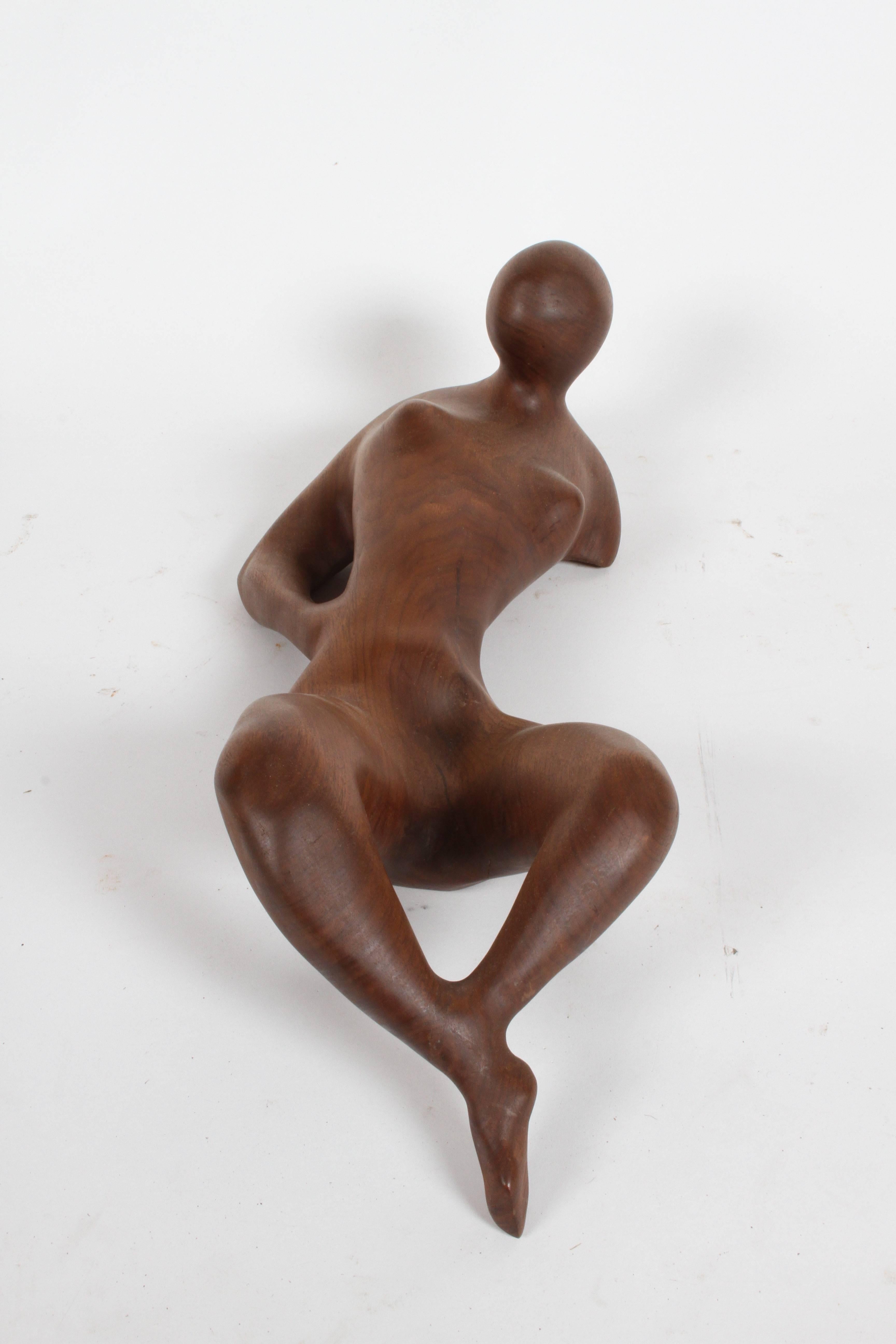 American Large Midcentury Nude Female Form Wood Sculpture