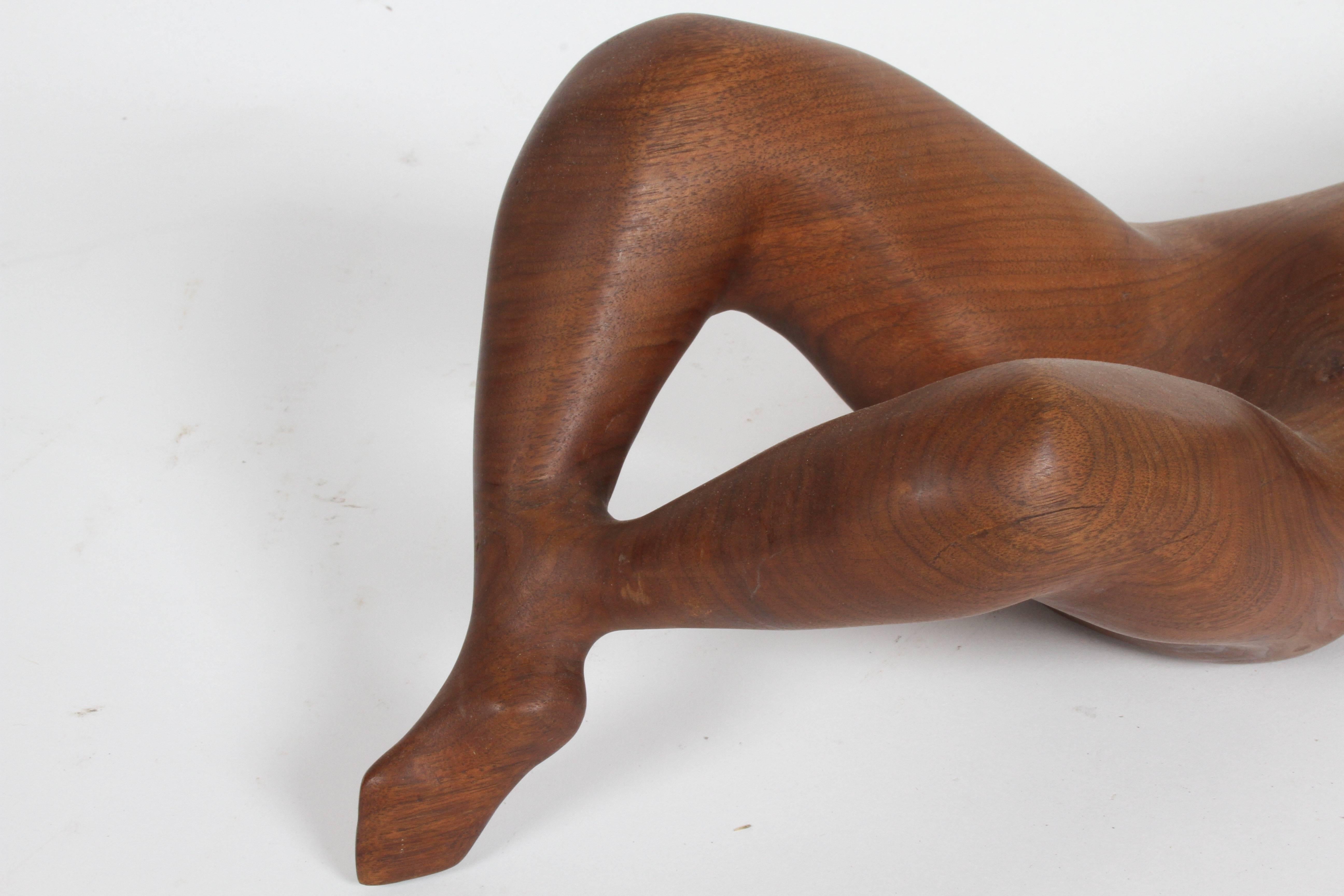 Large Midcentury Nude Female Form Wood Sculpture In Excellent Condition In St. Louis, MO