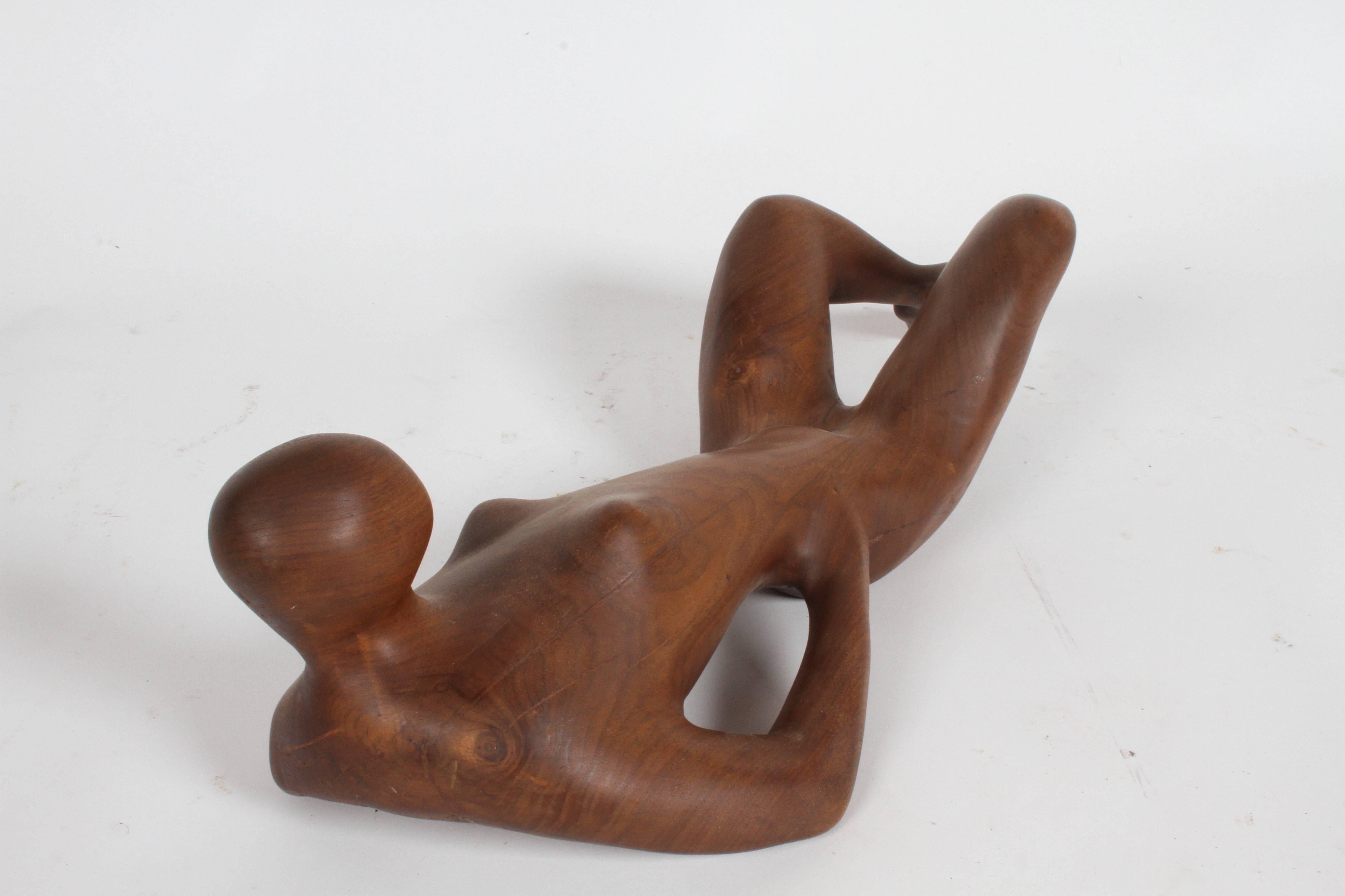Mahogany Large Midcentury Nude Female Form Wood Sculpture