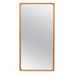 Large Midcentury Oak Wall Mirror, Glas Mäster Markaryd, Sweden, 1960s