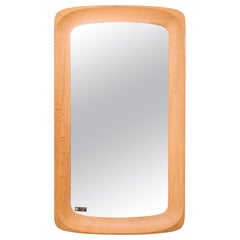 Large Midcentury Oak Wall Mirror, Glas & Trä Hovmantorp, Sweden