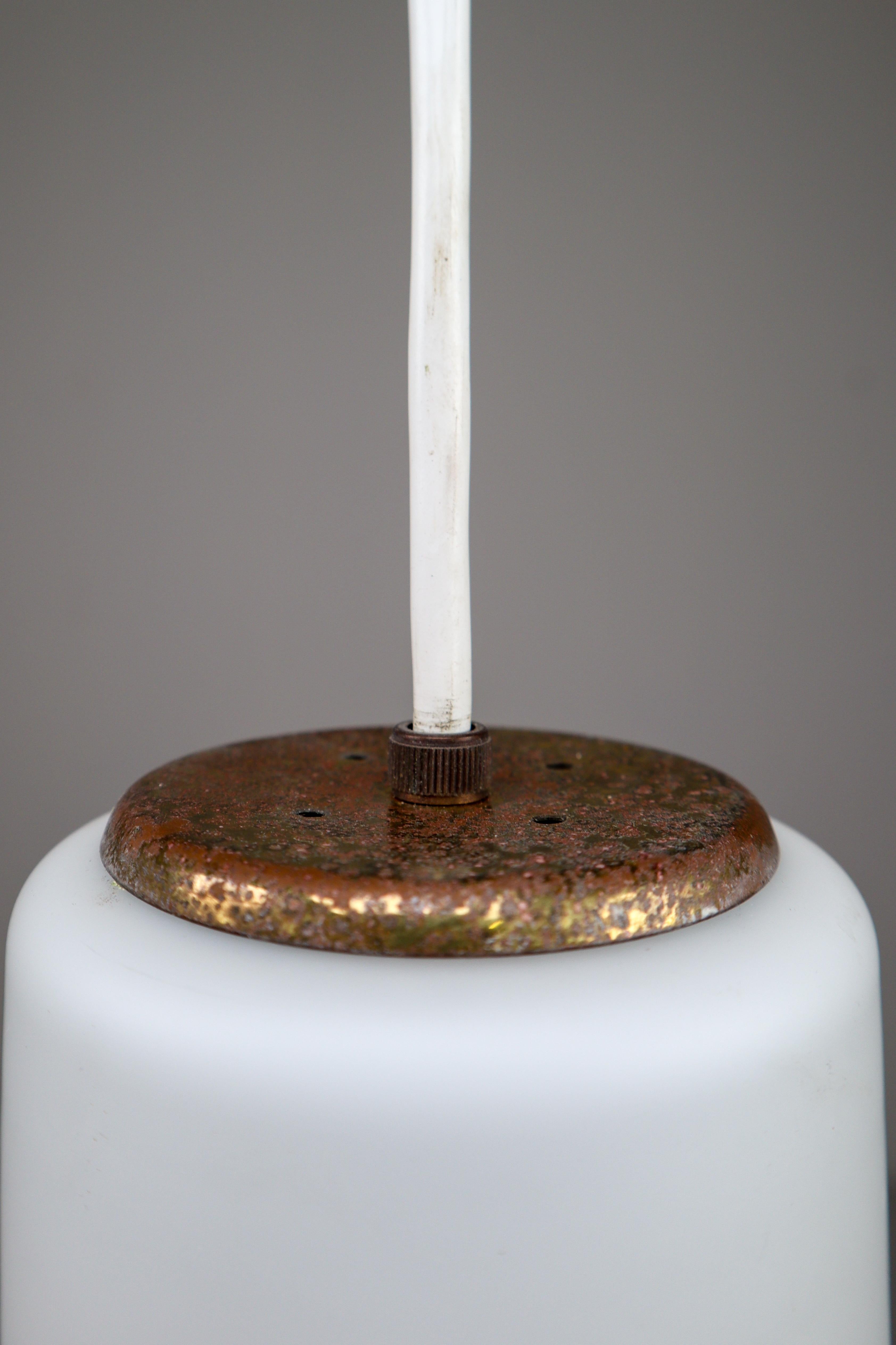 Brass Large Midcentury Opaline Pendant Lights from Denmark, 1960s