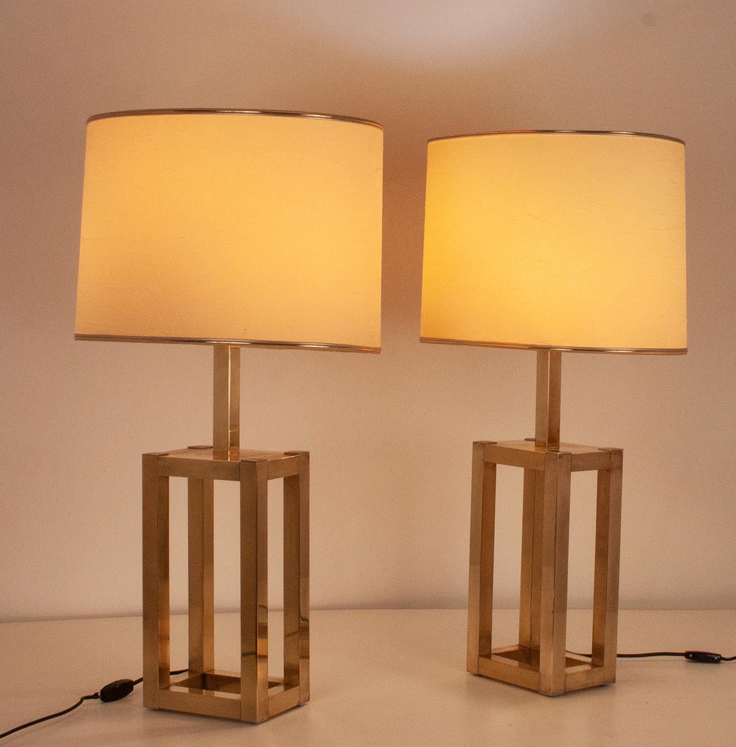 Large Midcentury Pair of Table Lamps by Willy Rizzo for Lumica, Spain, 1970s 1