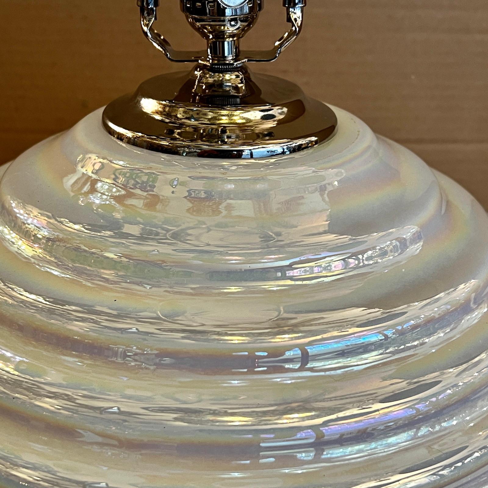 French Large Midcentury Pearlescent Glass Lamp For Sale