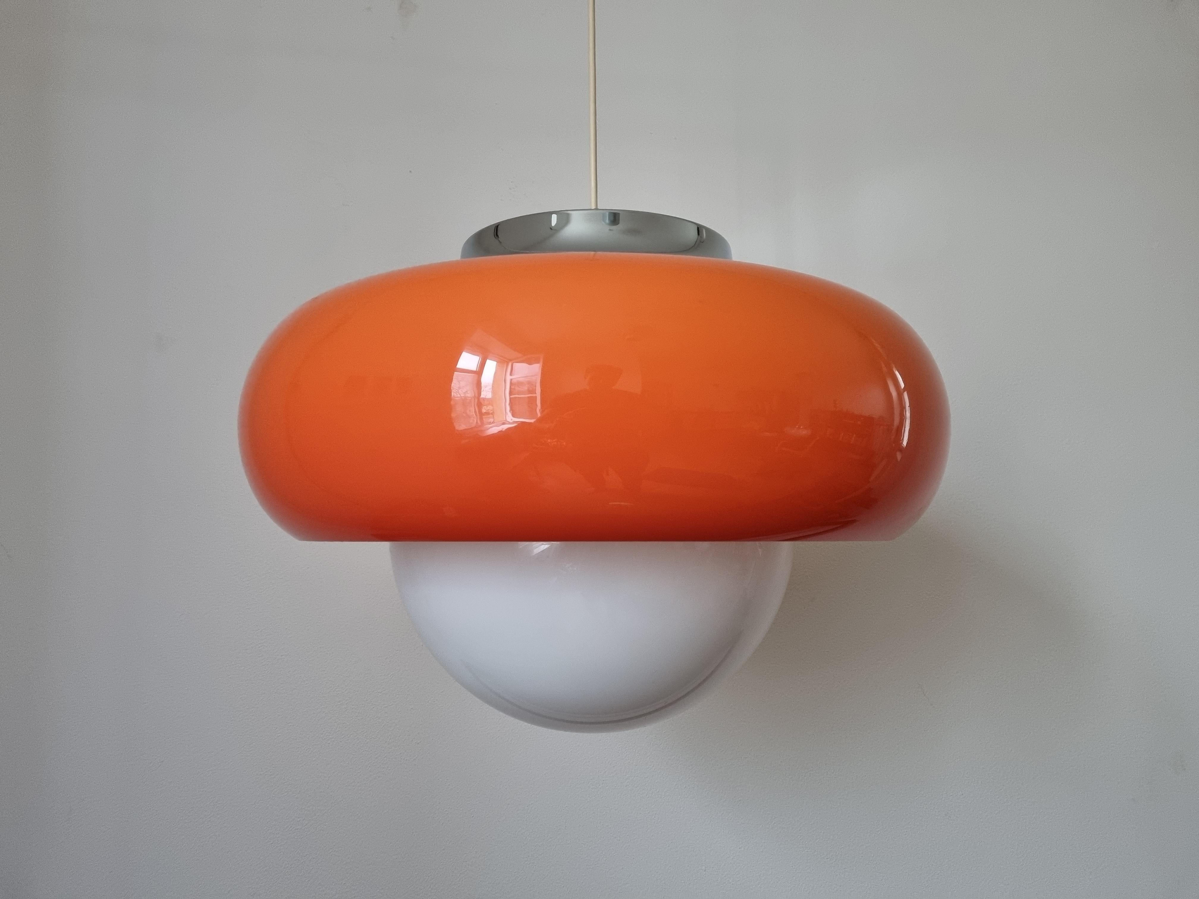 Large Midcentury Pendant Meblo Designed by Harvey Guzzini, Italy, 1970s 2