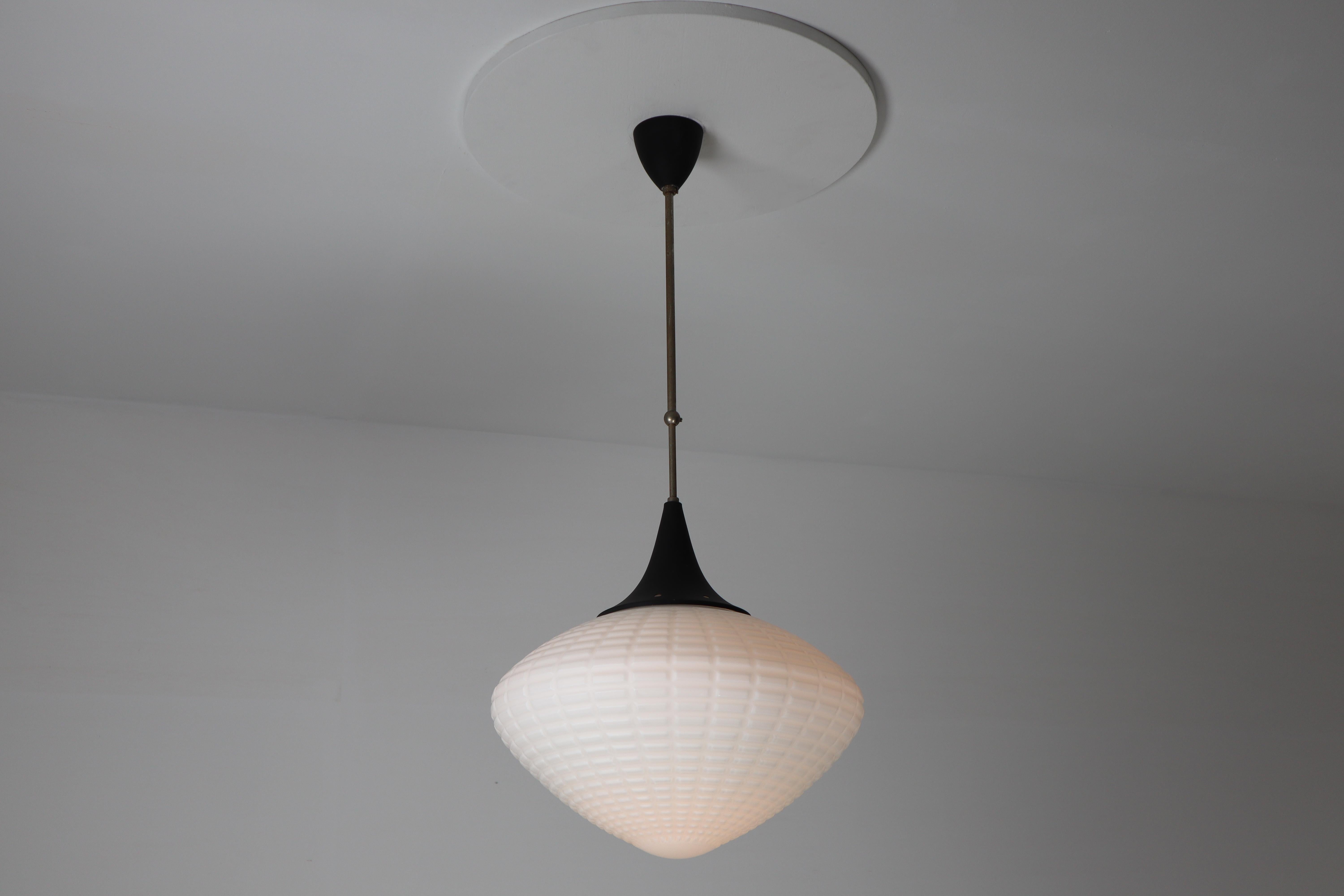 Mid-20th Century Large Midcentury Pendants, Structured Opaline Glass, Europe, 1960s For Sale