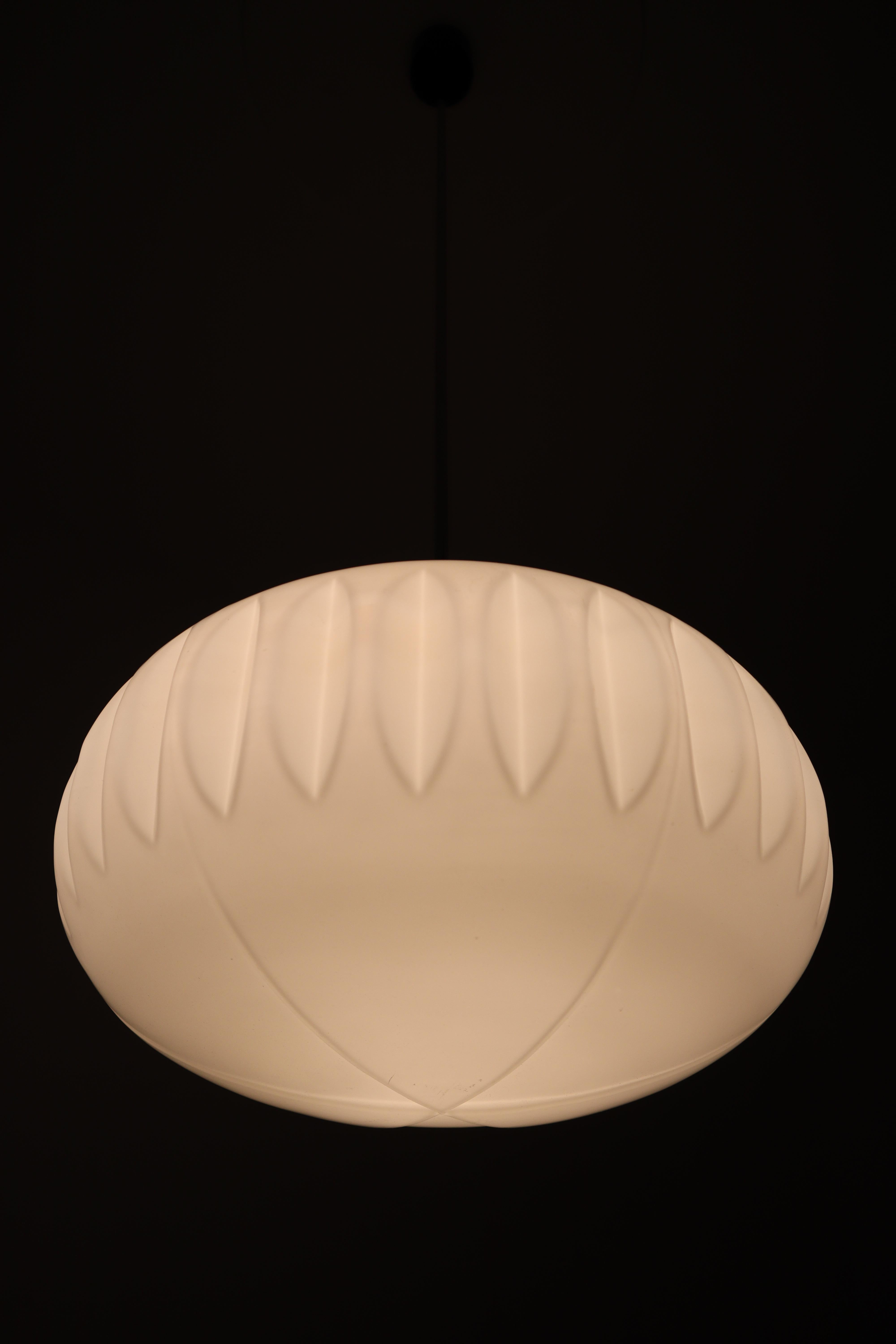 Large Midcentury Pendants, Structured Opaline Glass, Europe, 1960s 1