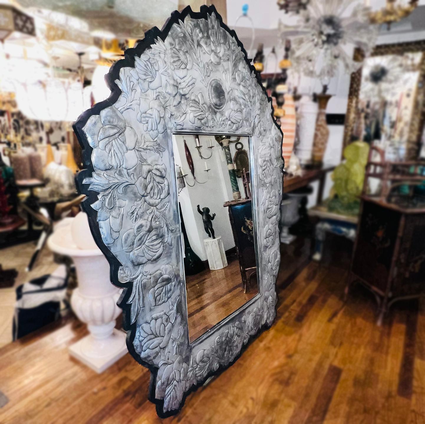 Large Midcentury Repousse' Mirror For Sale 1