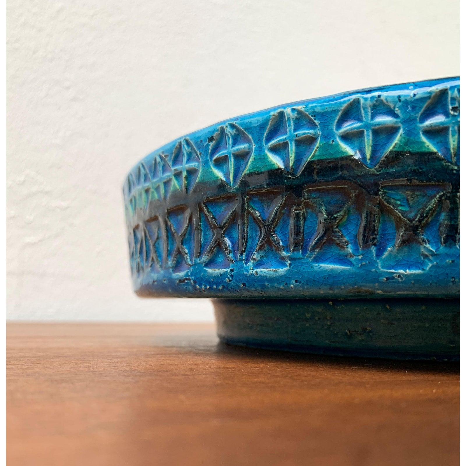 Italiano Grande ciotola in ceramica Rimini Blu del MidCentury di Aldo Londi per Bitossi, Italia, anni '60 in vendita
