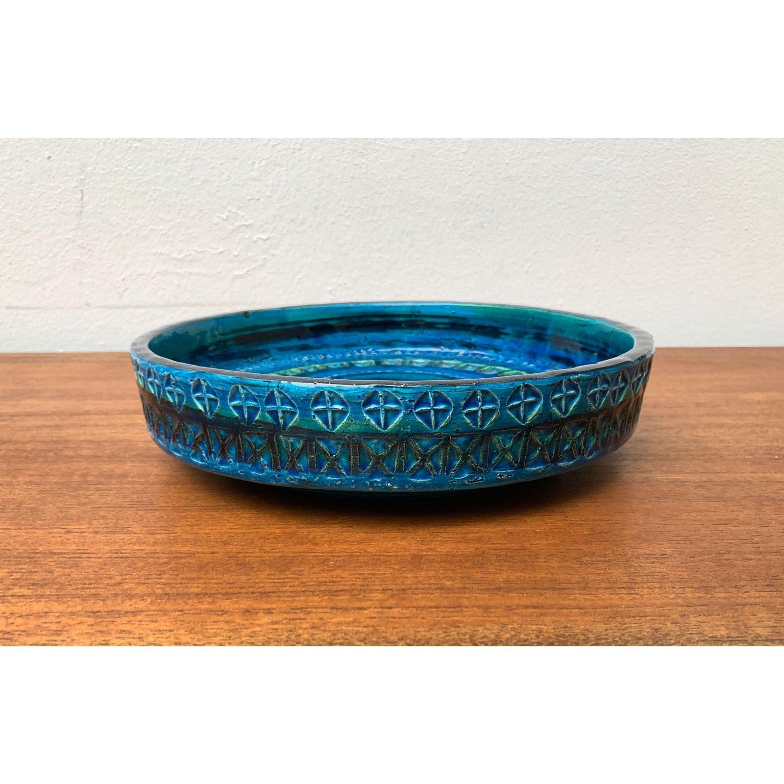 Grande ciotola in ceramica Rimini Blu del MidCentury di Aldo Londi per Bitossi, Italia, anni '60 In condizioni buone in vendita a Hamburg, DE