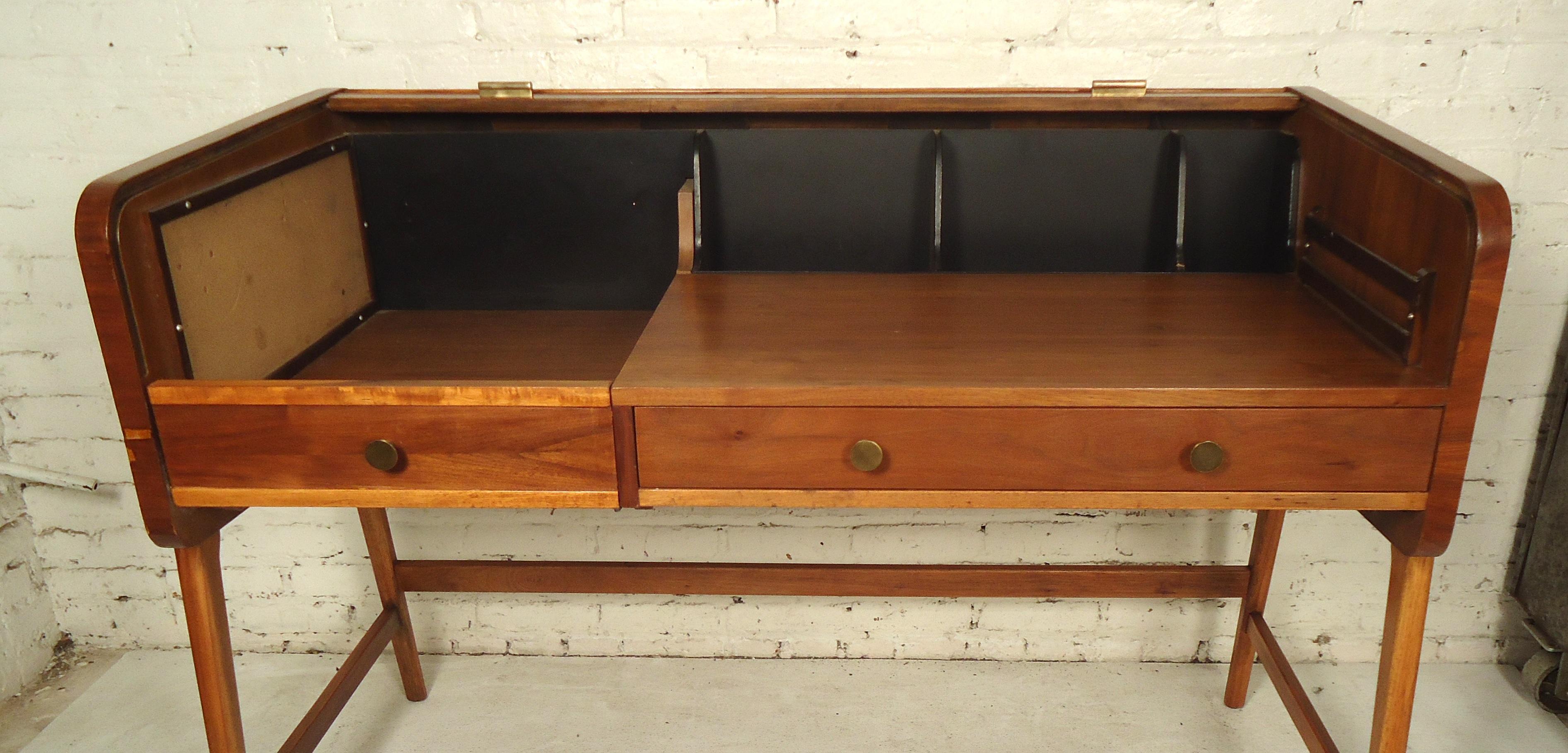 mid century modern roll top desk