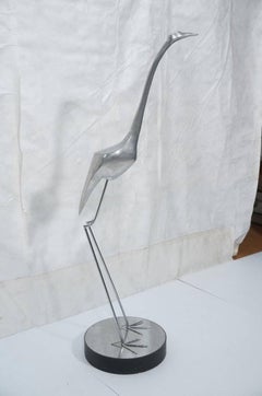 Large Midcentury Sculpture of a Standing Egret, in the Style of Maison Jansen