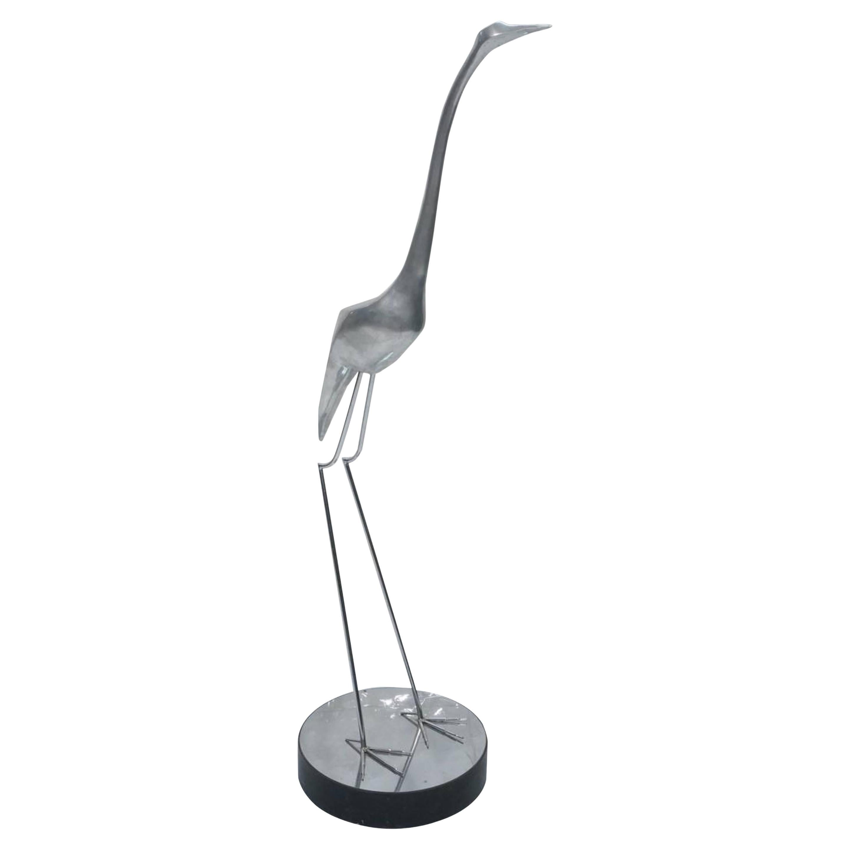 Large Midcentury Sculpture of a Standing Egret, in the Style of Maison Jansen