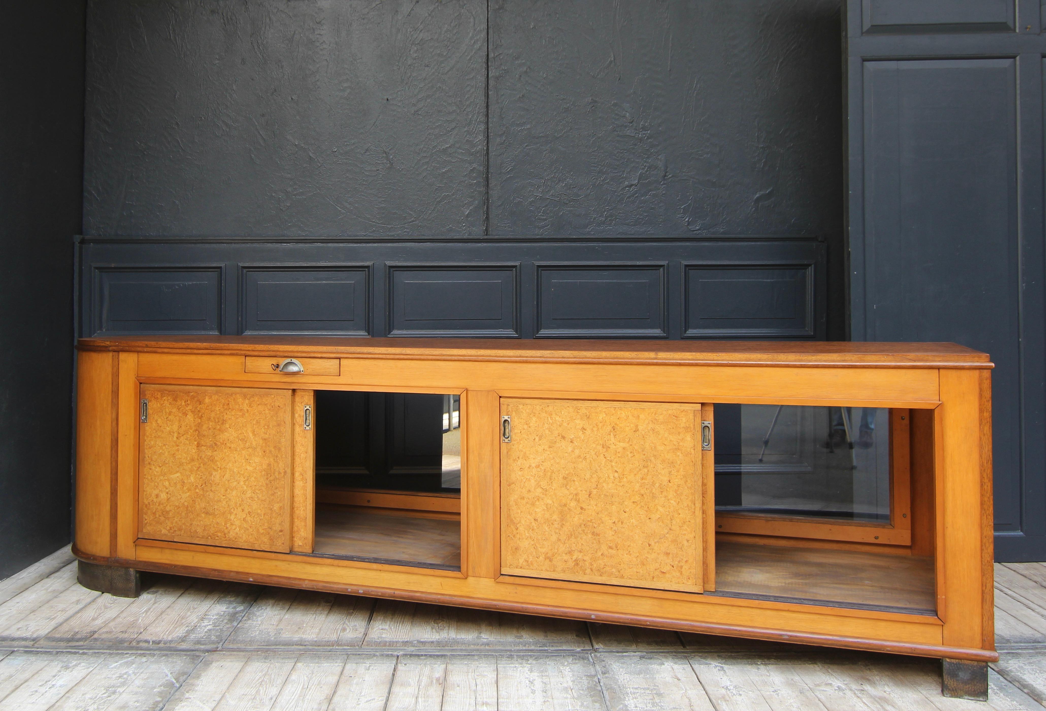 Large Midcentury Shop Counter with Sliding Doors For Sale 7