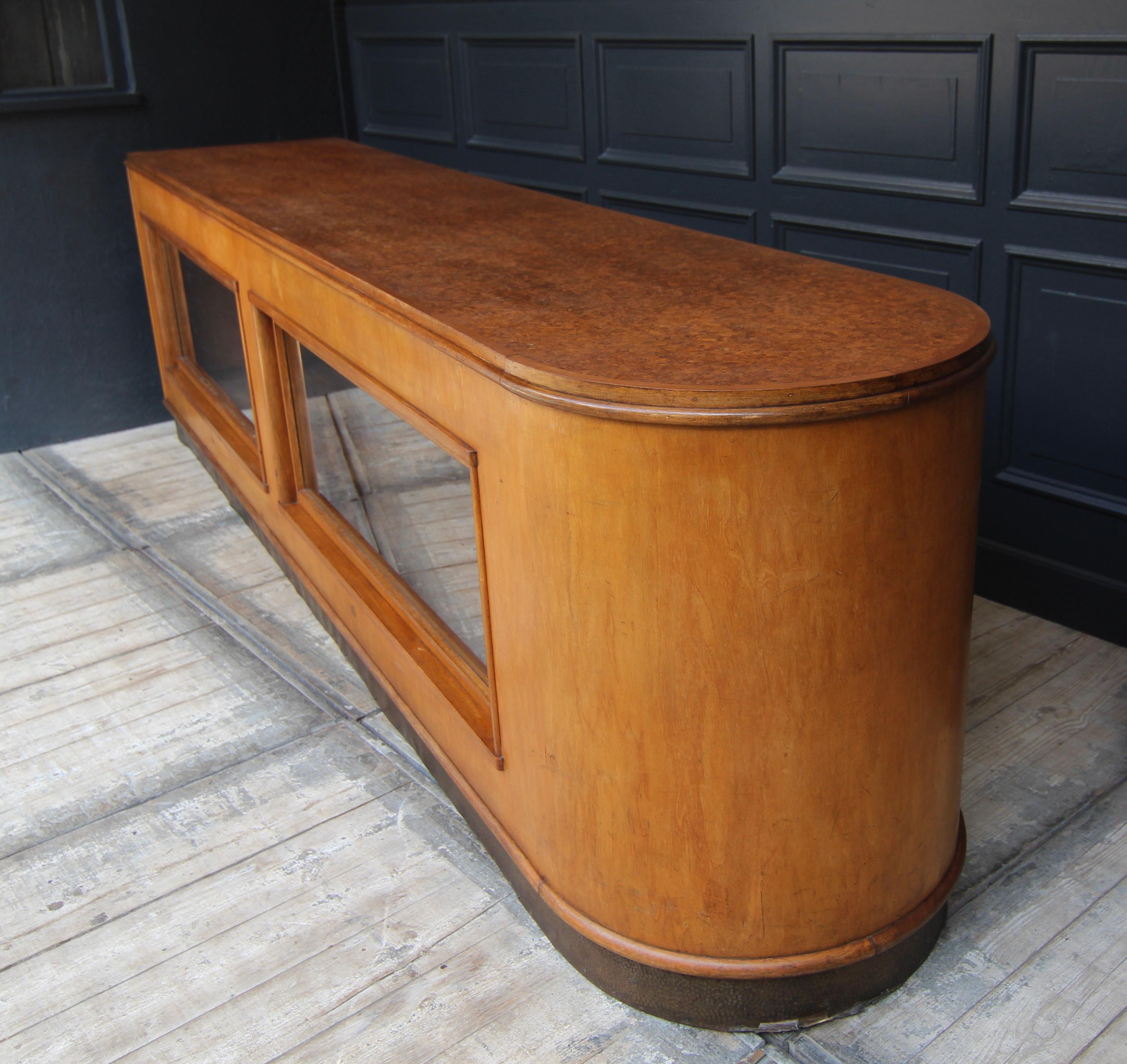 Veneer Large Midcentury Shop Counter with Sliding Doors For Sale