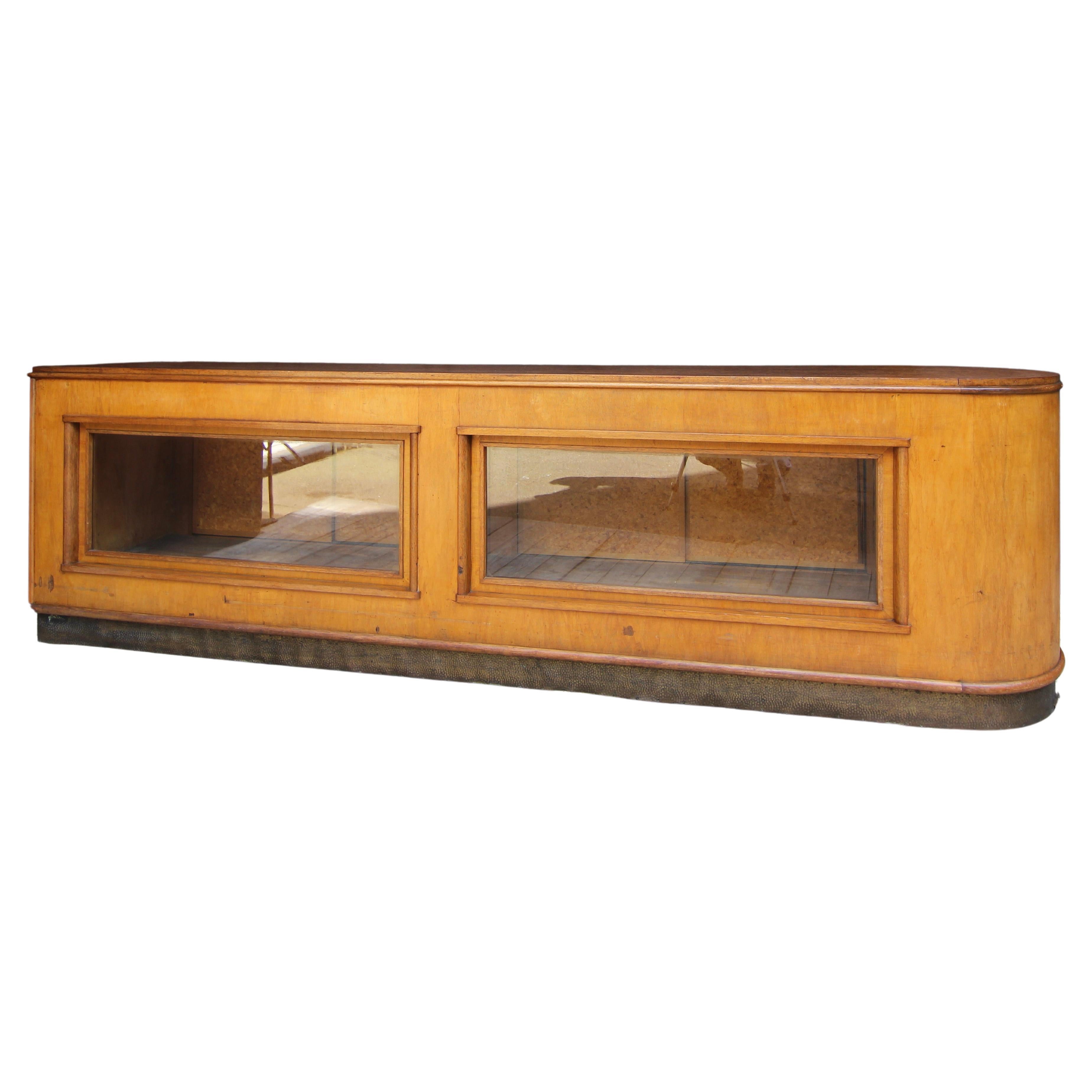 Large Midcentury Shop Counter with Sliding Doors For Sale