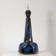 Grande lampe de table Midcentury Soholm Denmark Blue Pottery Lamp by Einar Johansen 1960s