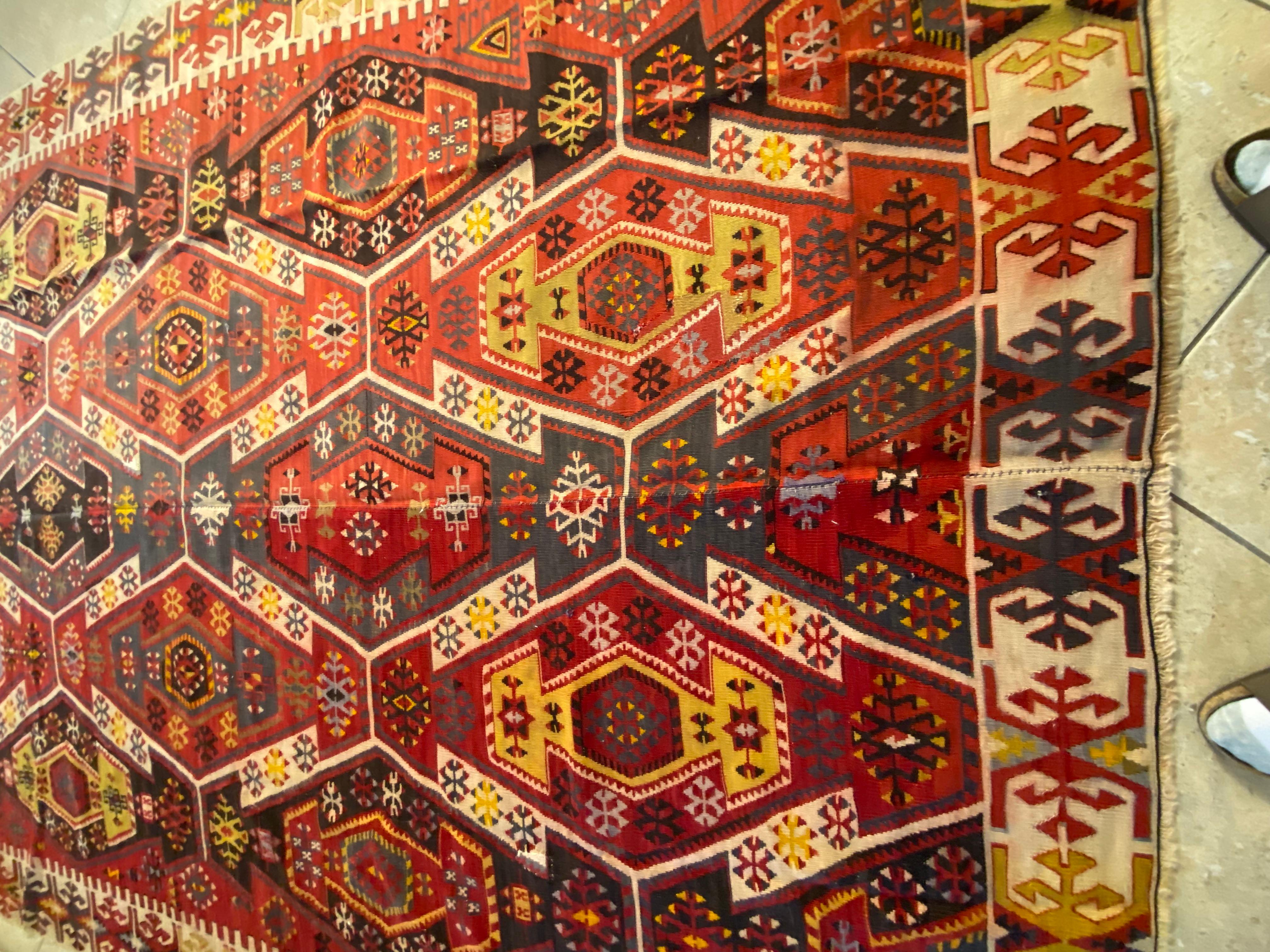 Grand tapis Kilim de style tribal du sud-ouest américain en vente 4