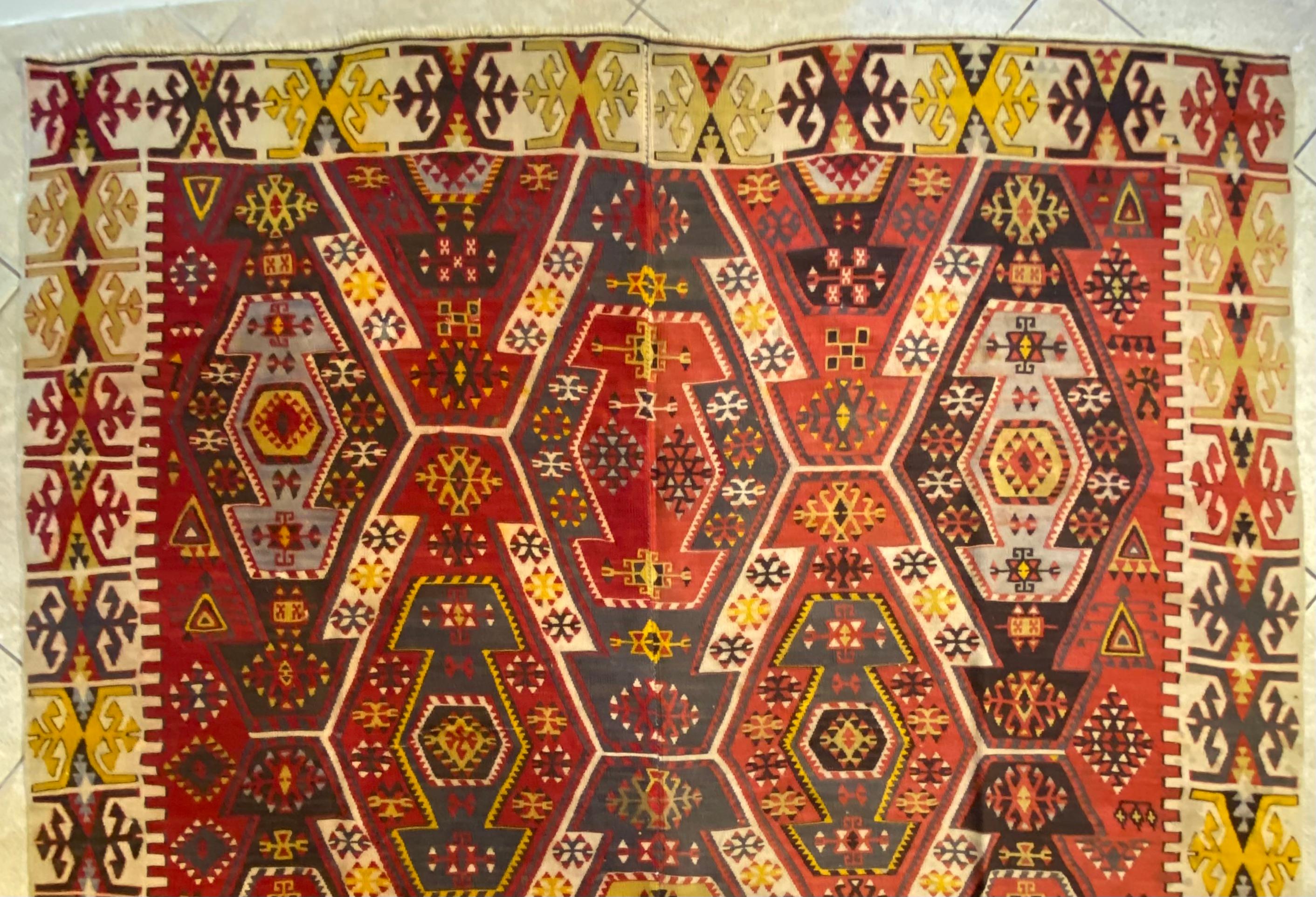 Grand tapis Kilim de style tribal du sud-ouest américain en vente 5