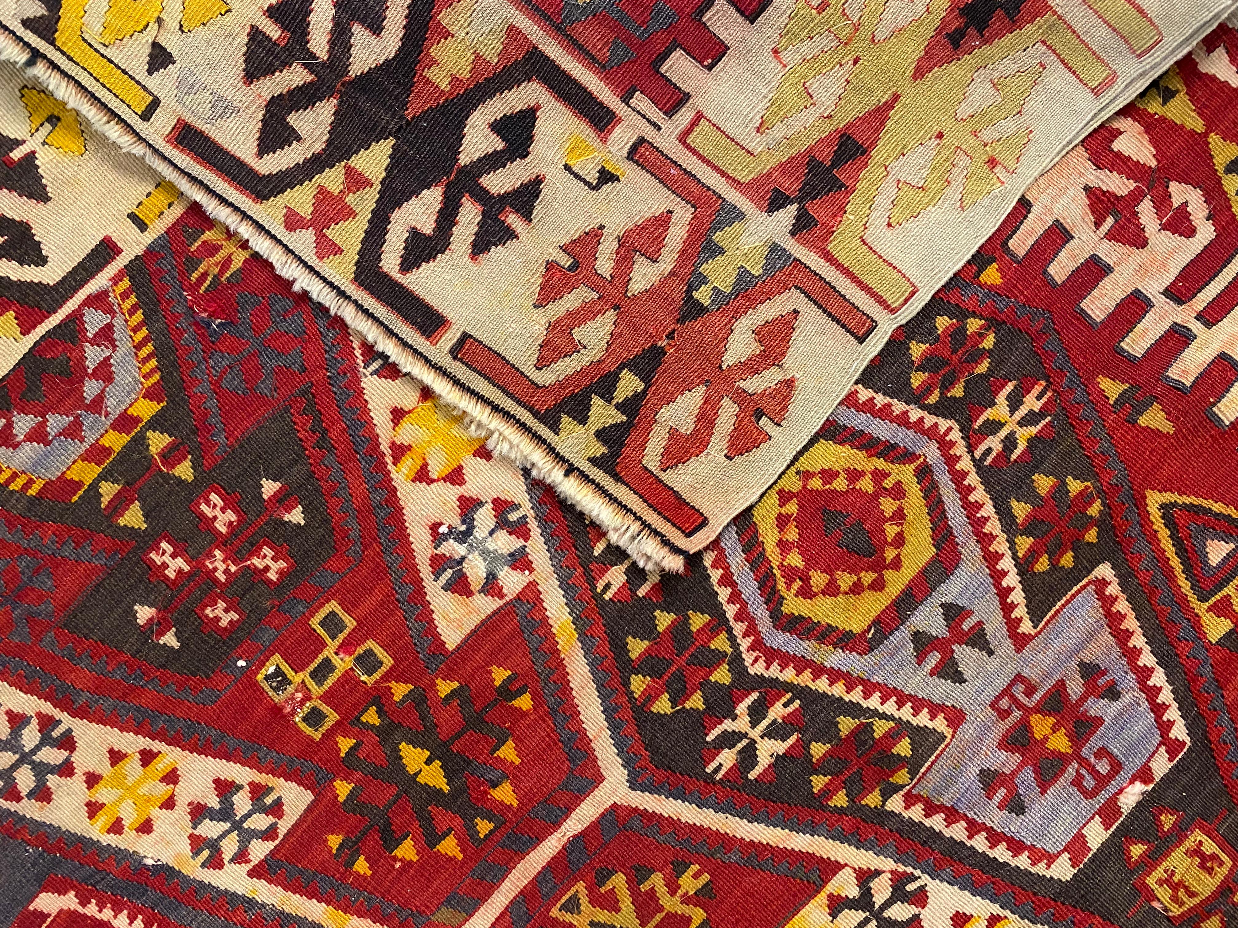 Turkish Large American Southwestern Tribal Style Kilim Rug For Sale