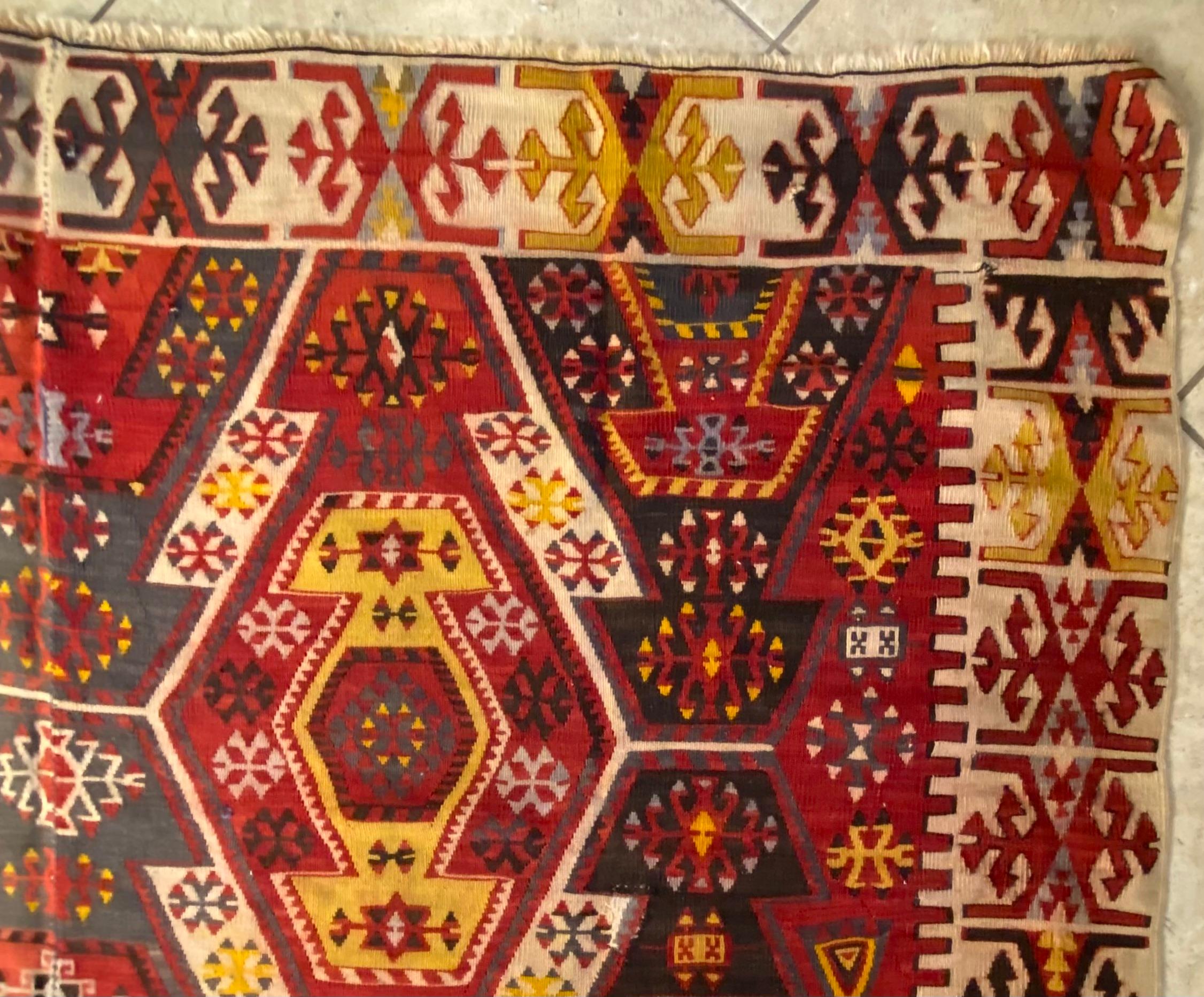 20ième siècle Grand tapis Kilim de style tribal du sud-ouest américain en vente