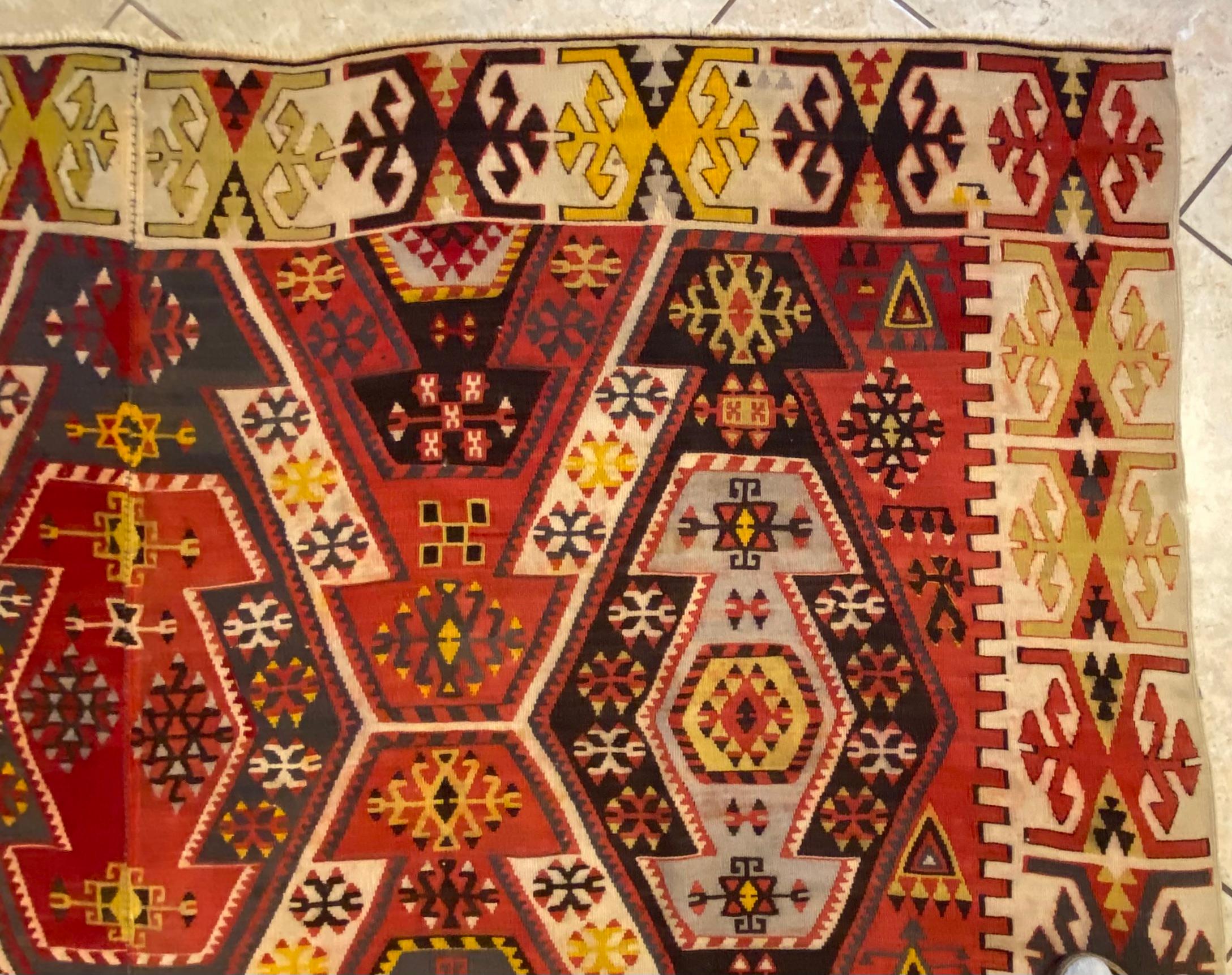 Grand tapis Kilim de style tribal du sud-ouest américain en vente 1