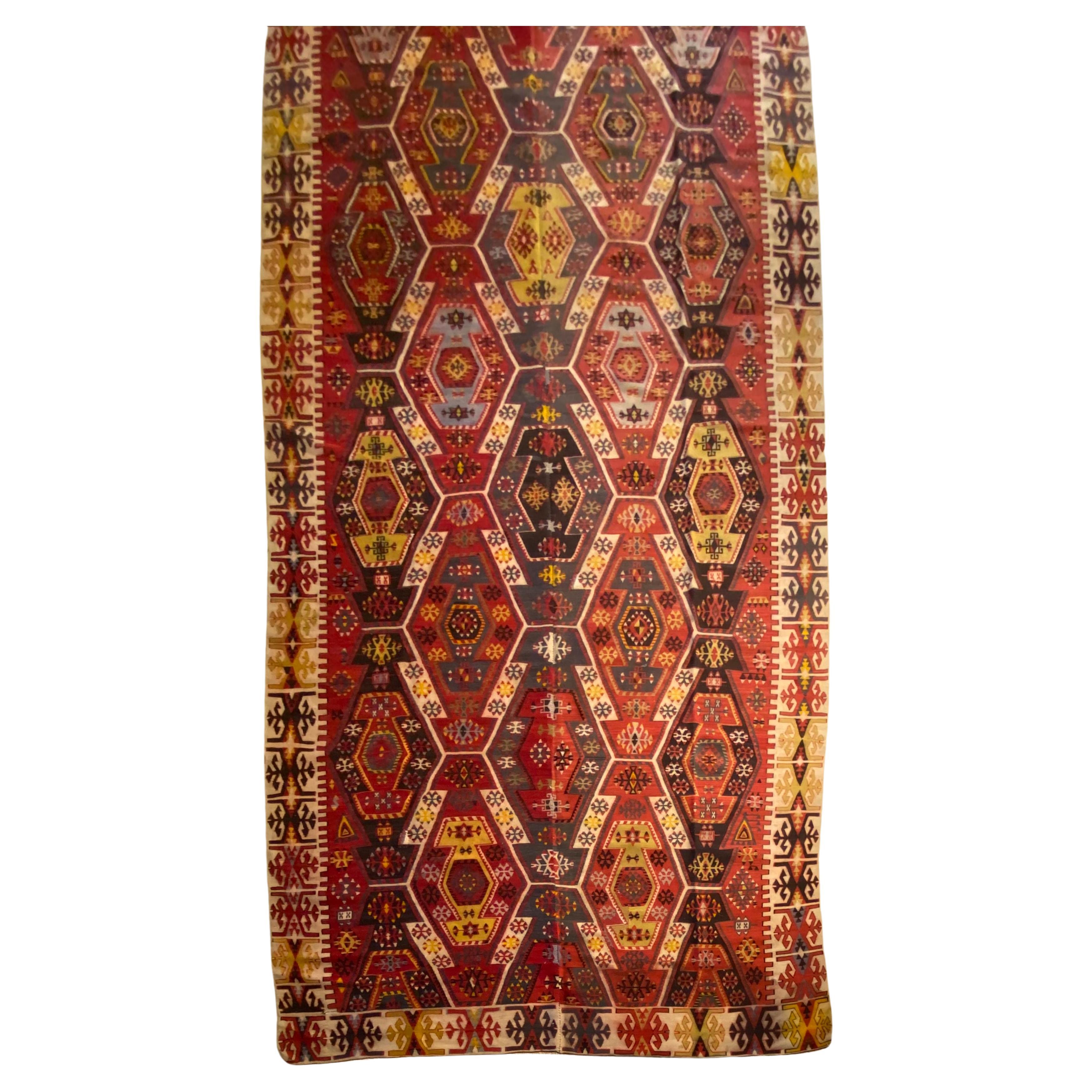 Grand tapis Kilim de style tribal du sud-ouest américain en vente