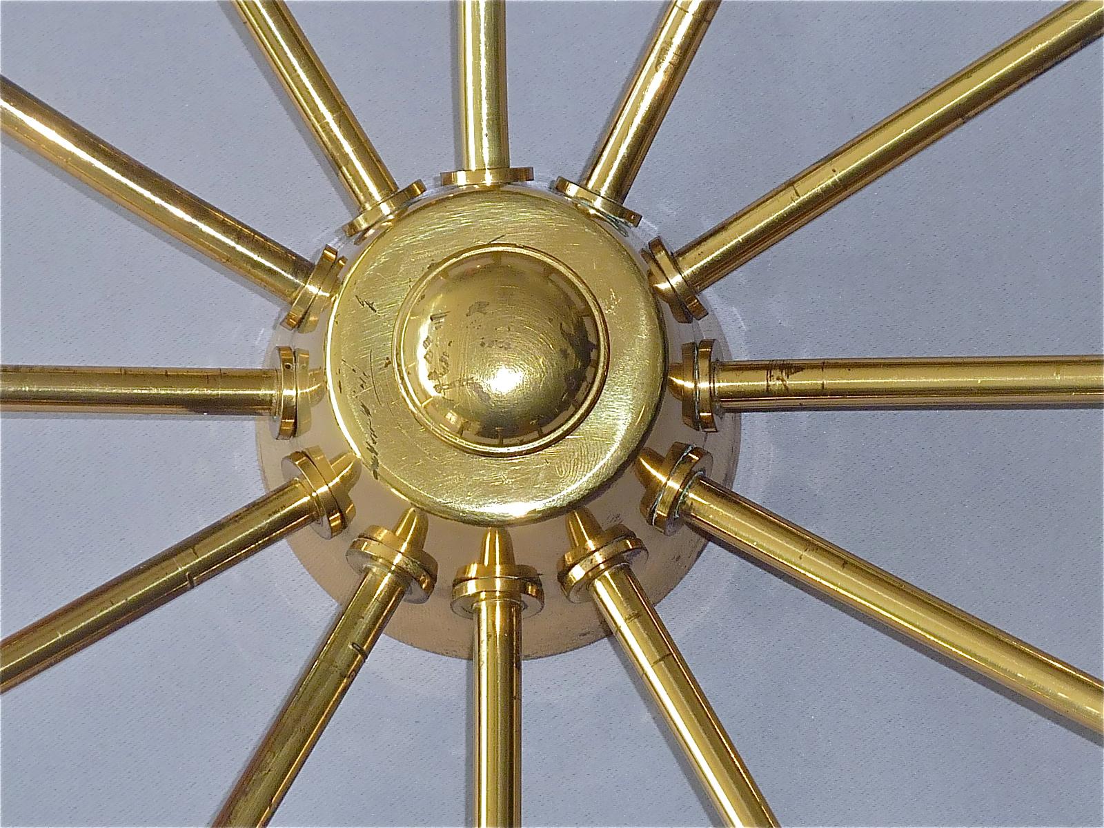 Large Midcentury Sputnik Flush Mount Brass Ceiling Lamp Kaiser Kalmar Stilnovo For Sale 2