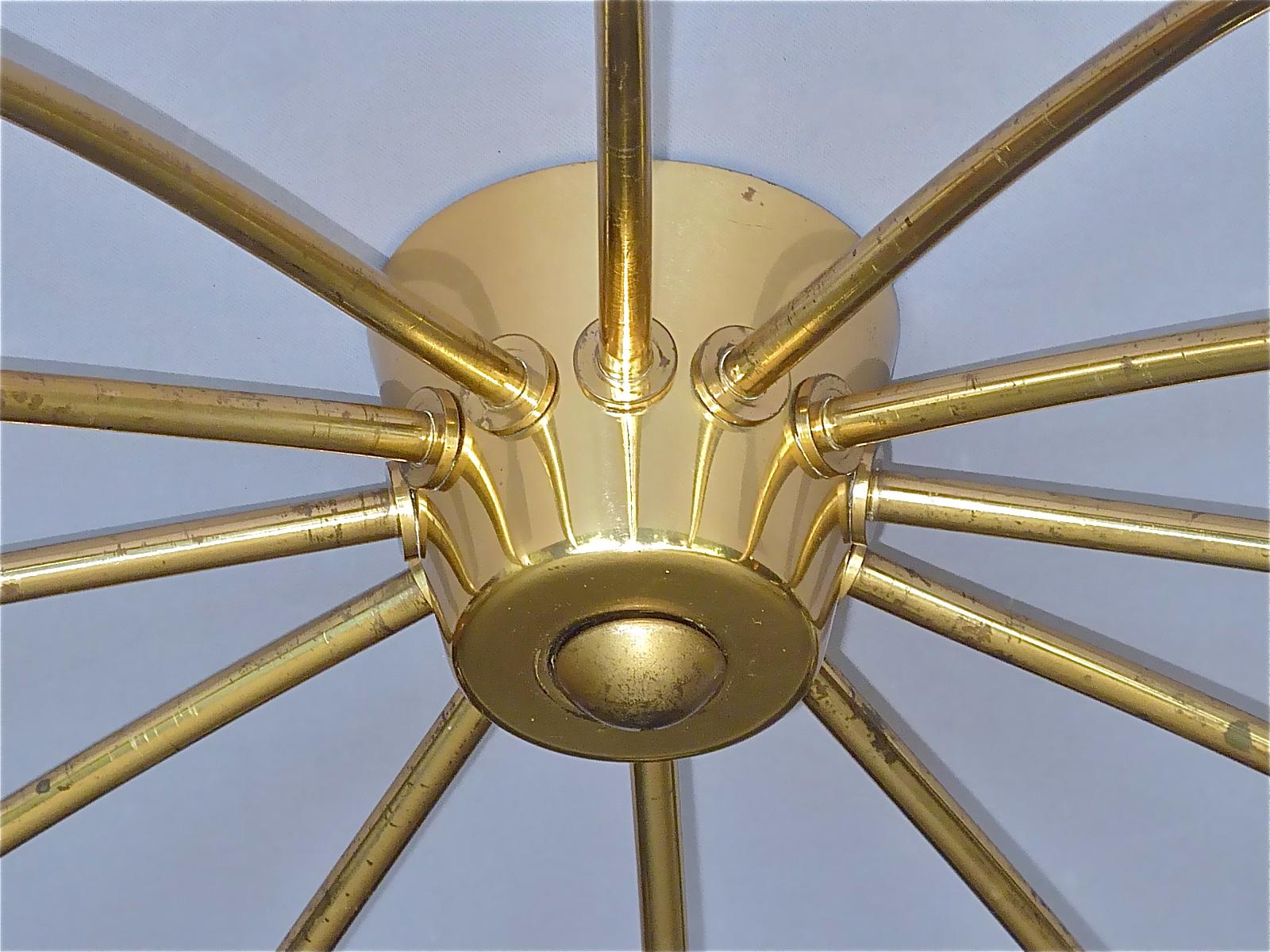 Large Midcentury Sputnik Flush Mount Brass Ceiling Lamp Kaiser Kalmar Stilnovo For Sale 3