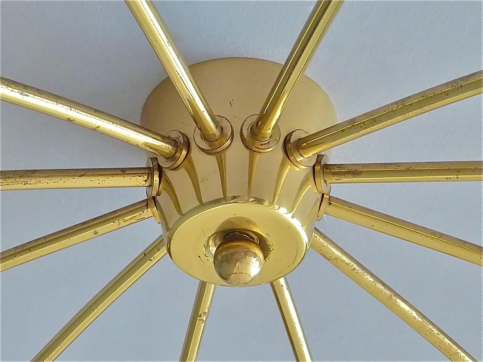 Large Midcentury Sputnik Flush Mount Brass Ceiling Lamp Kaiser Kalmar Stilnovo 5